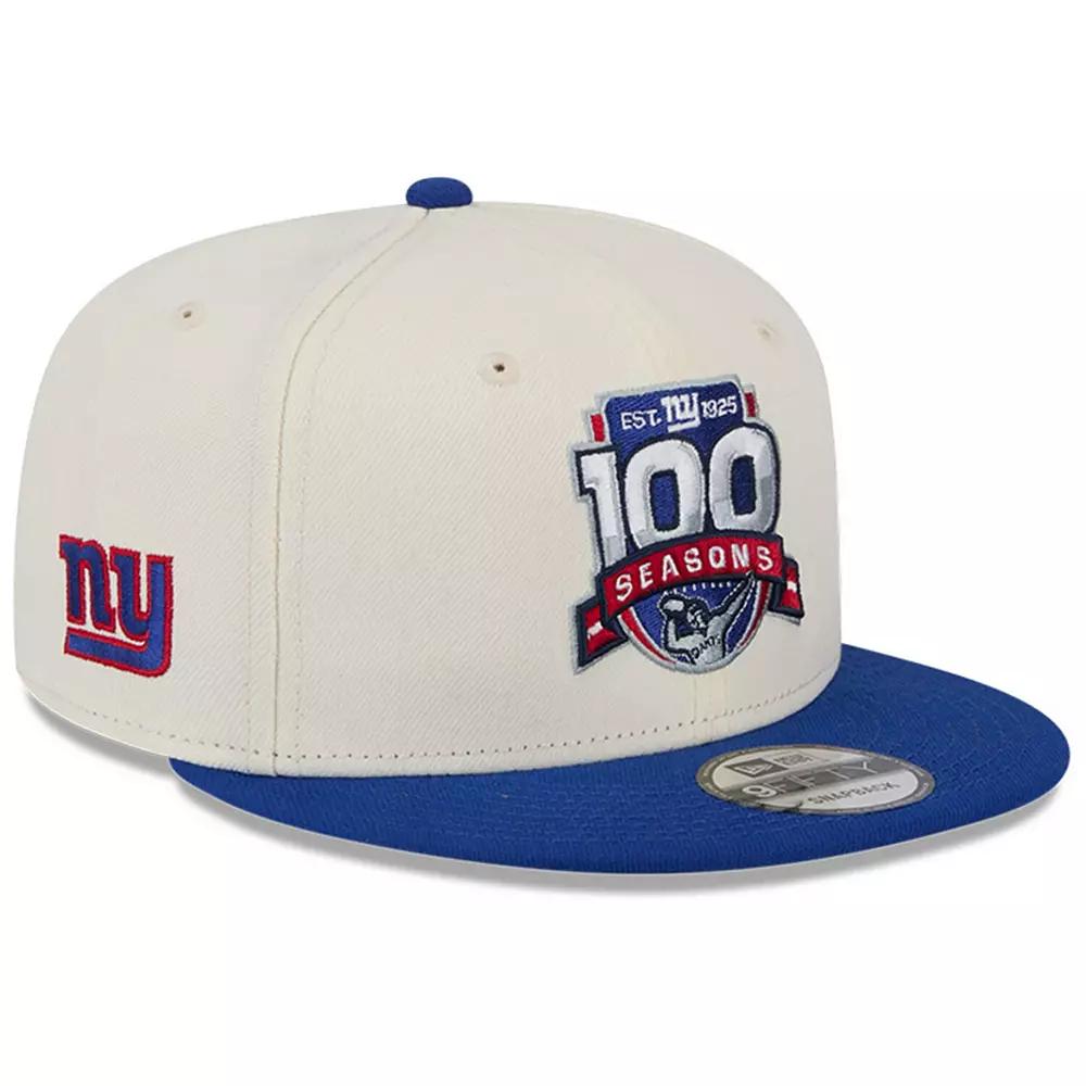 Men's New Era Cream/Royal New York Giants 100th Season Two-Tone 9FIFTY Snapback Hat, Beige Product Image
