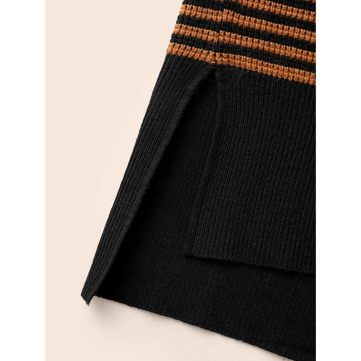 Plus Size Halloween Striped Ribbed Cardigan OrangeRed Women Casual Loose Long Sleeve Everyday Cardigans BloomChic 12/L Product Image