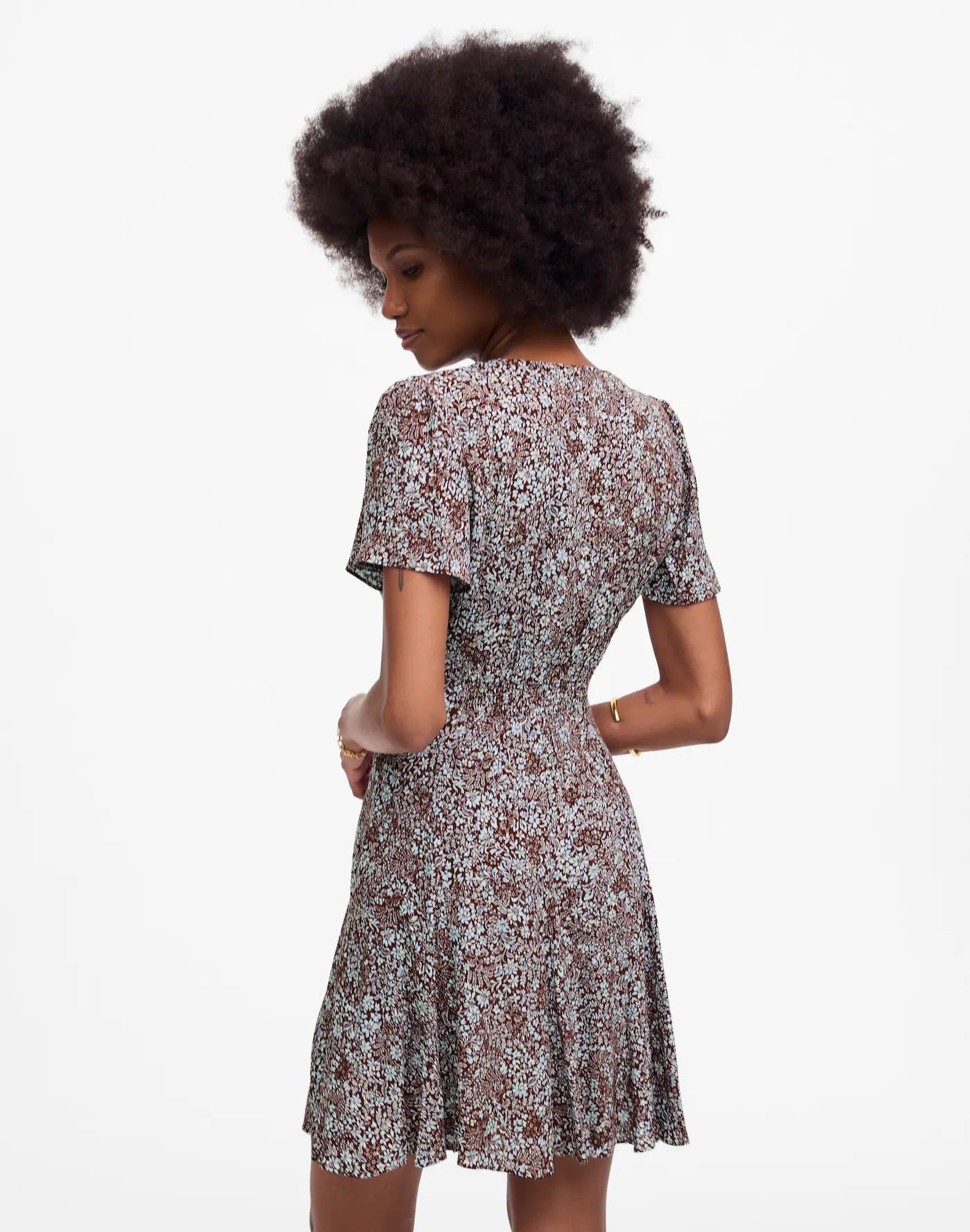 Button-Front Mini Dress in Floral Product Image
