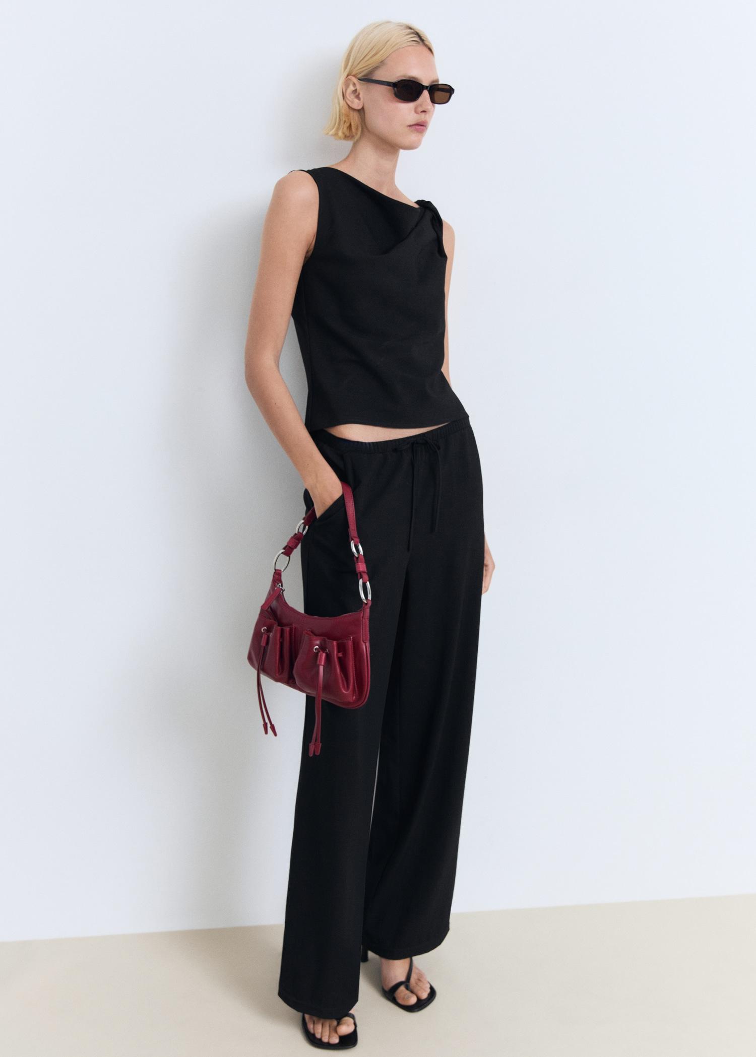 Asymmetrical draped top with straps - Women | MANGO USA Product Image