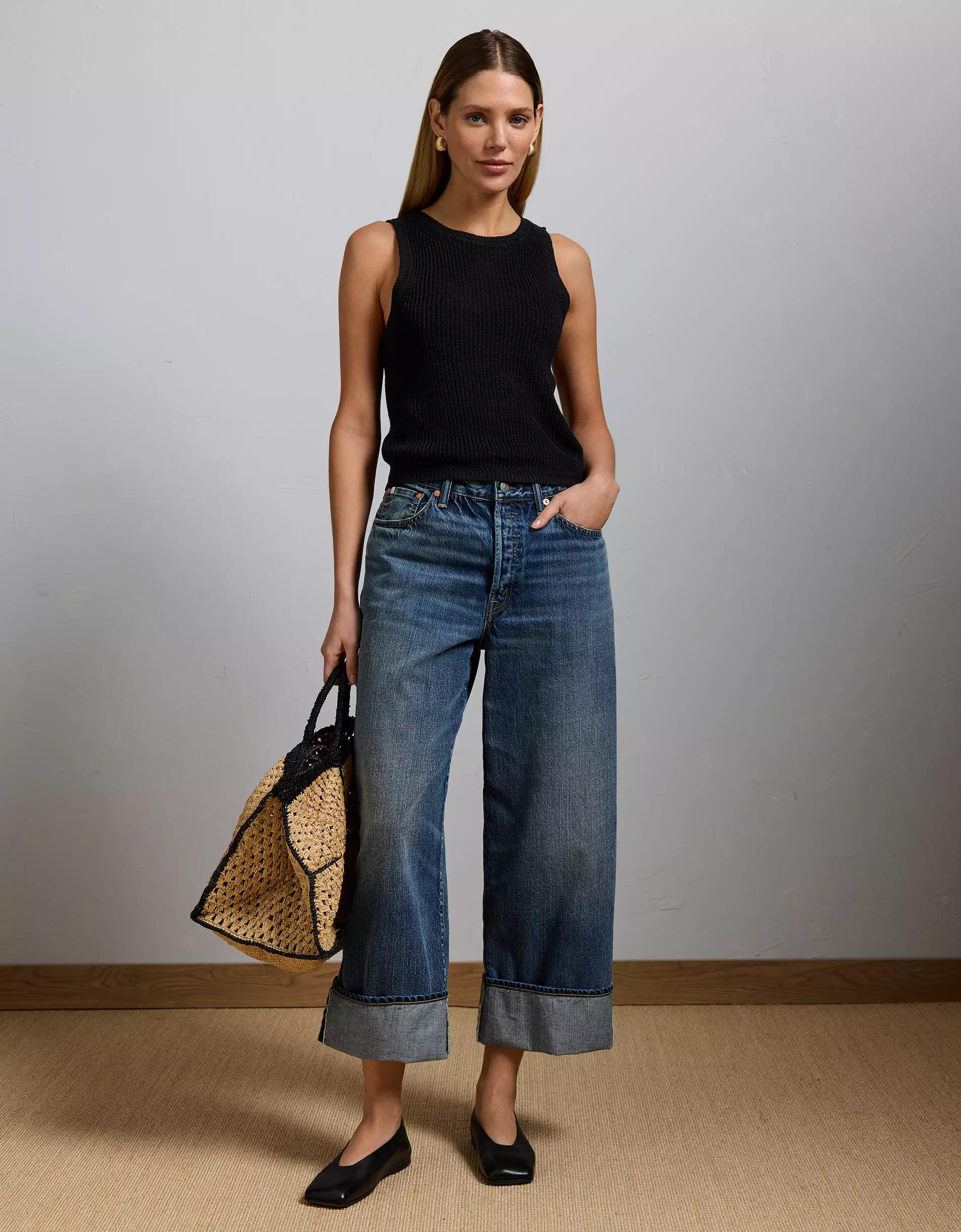 AE77 Premium Linen Sweater Tank Top Product Image