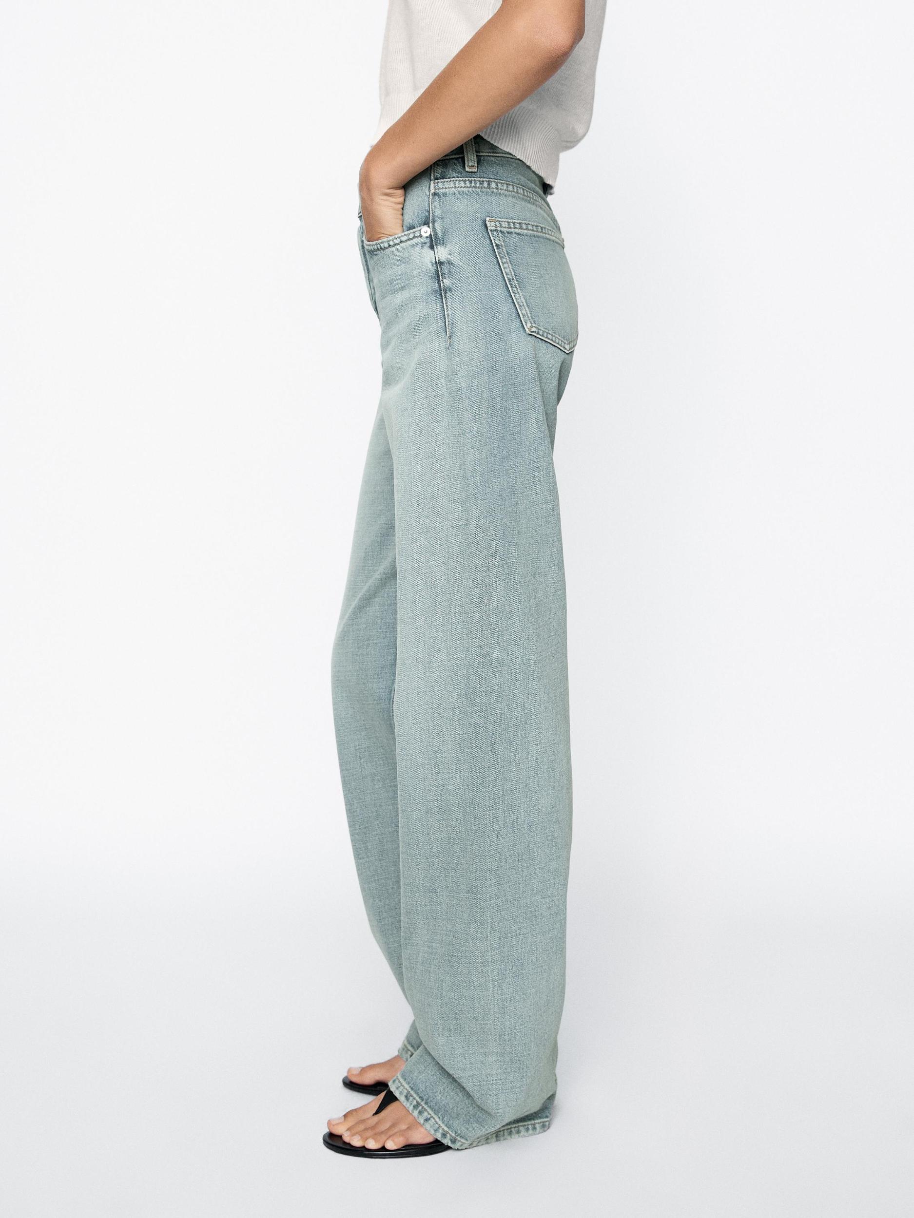 Mid-rise wide-leg cotton jeans Product Image
