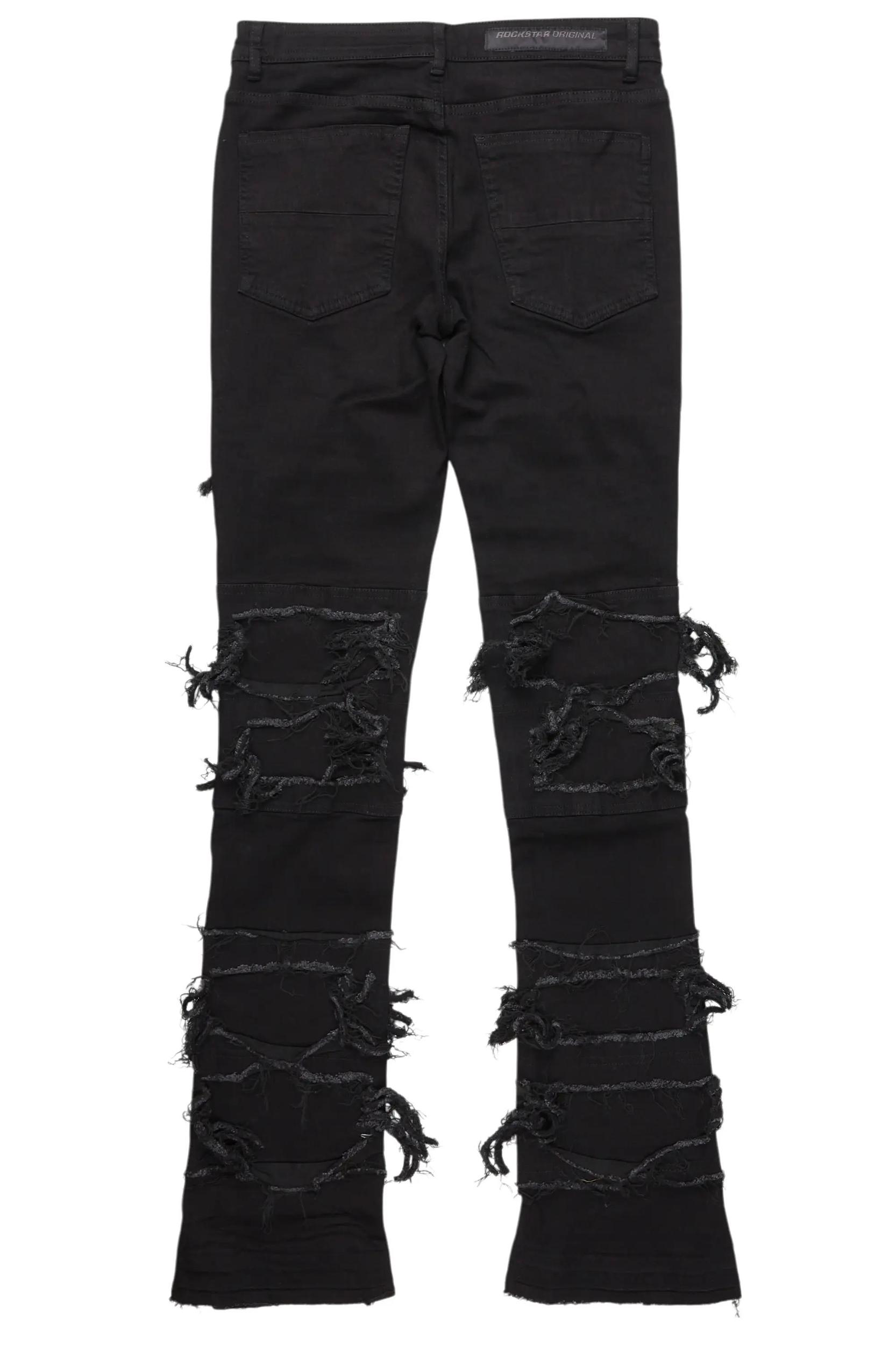 Vasco Jet Black Stacked Flare Jean Male Product Image