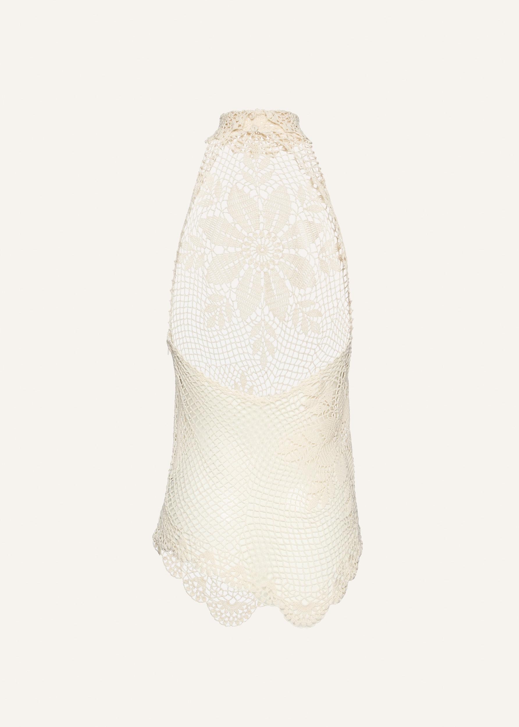 Lace crochet high neck blouse in cream Product Image