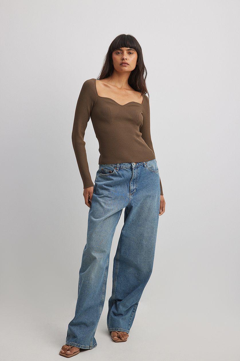 Chest Detail Knitted Long Sleeve Sweater Product Image