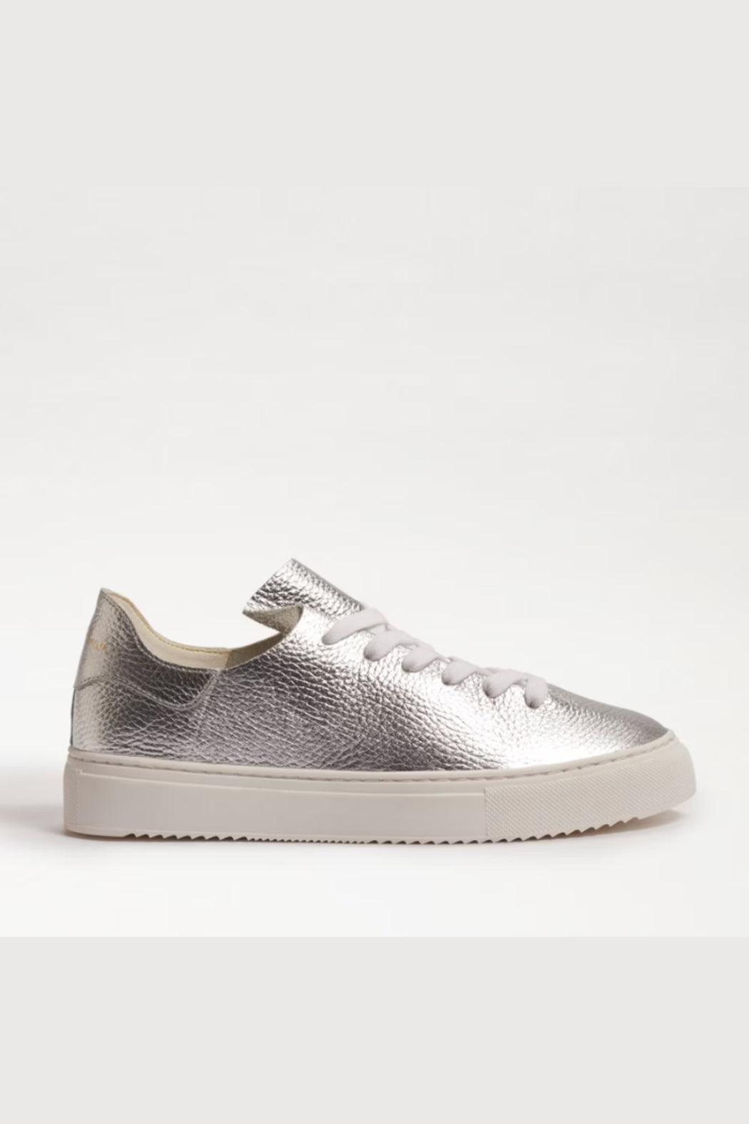 Poppy Lace Up Sneaker- Silver Leather Product Image
