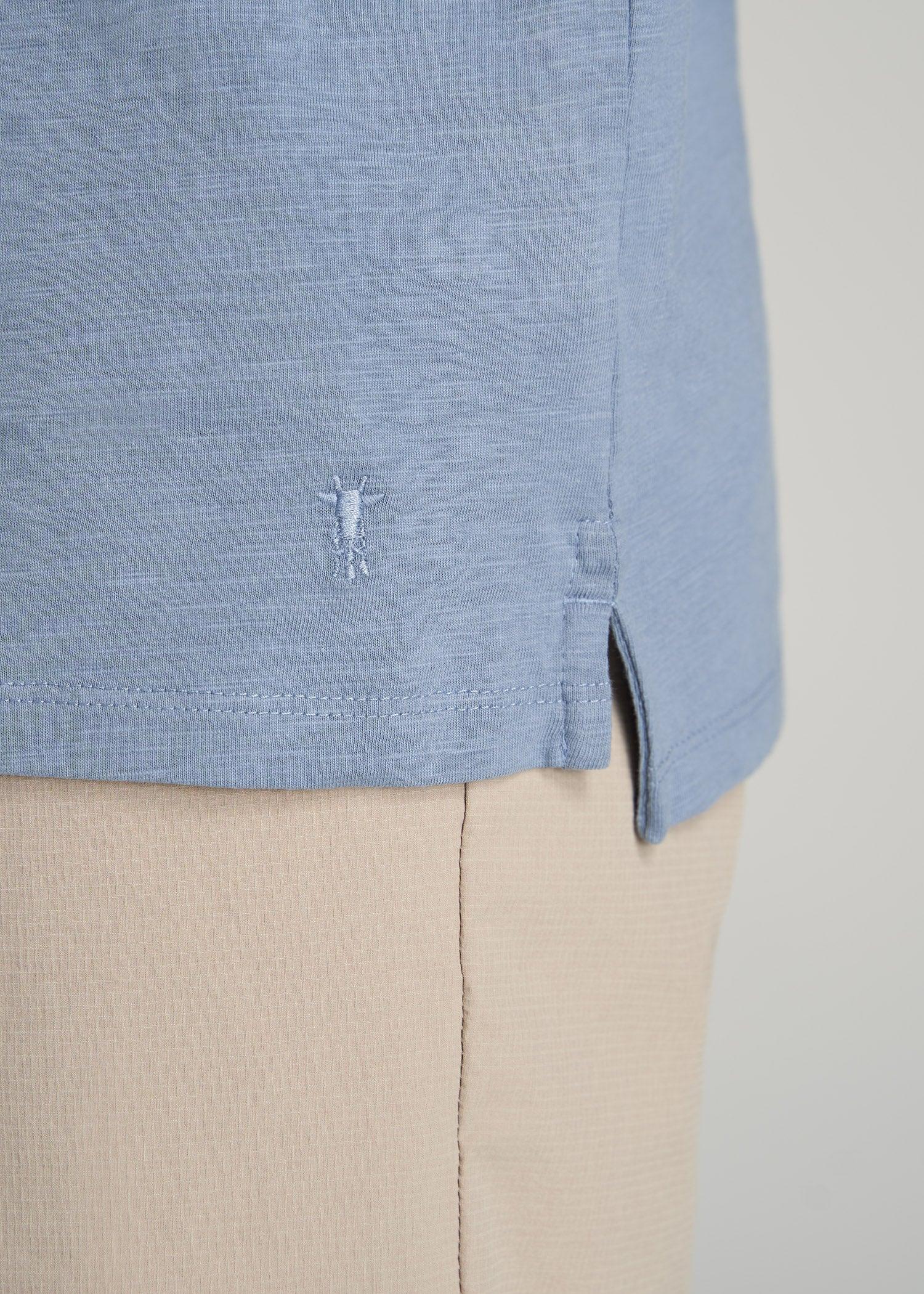 Slub Self Collar Polo Shirt for Tall Men in Black Male Product Image