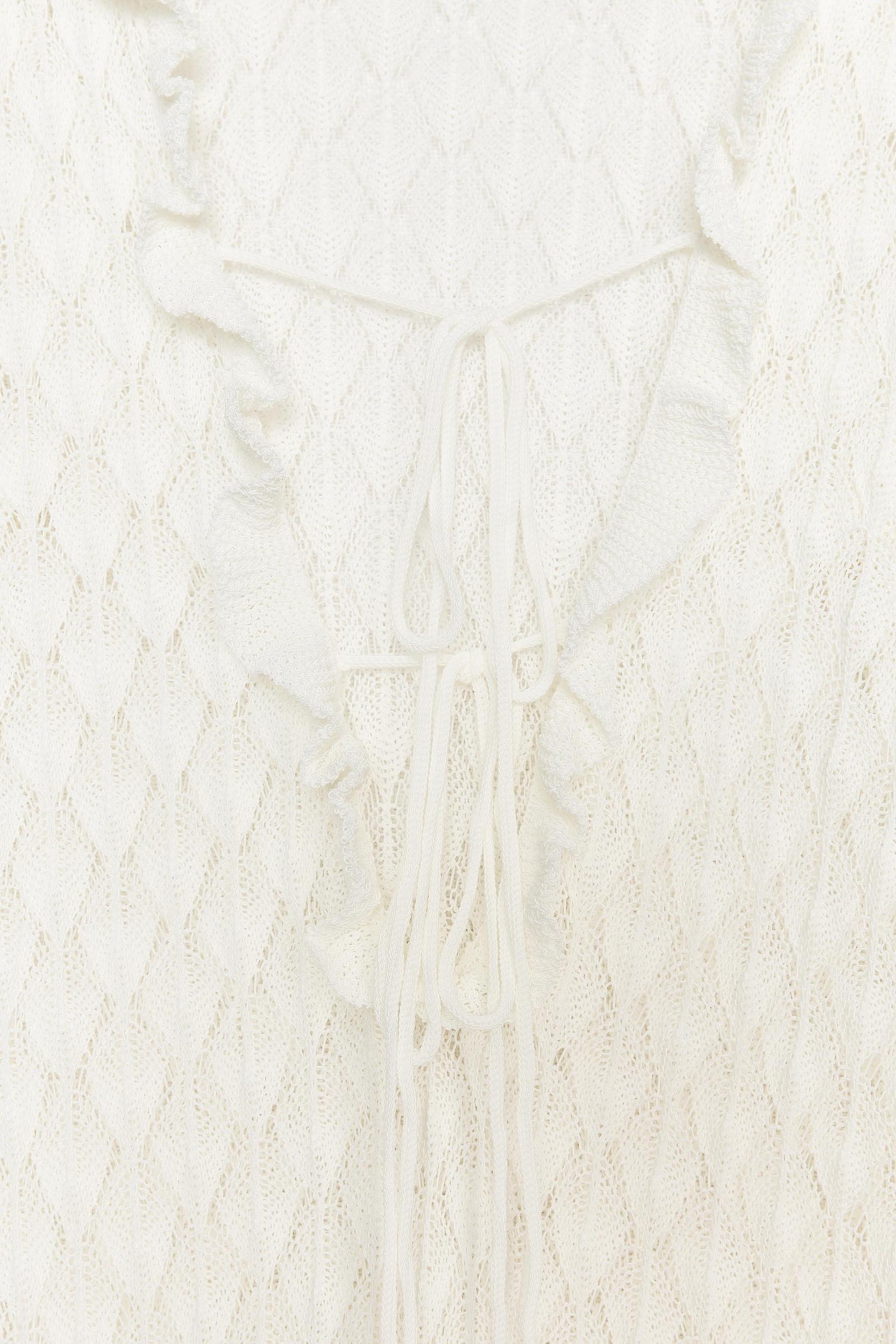 POINTELLE KNIT RUFFLED LONG DRESS Product Image