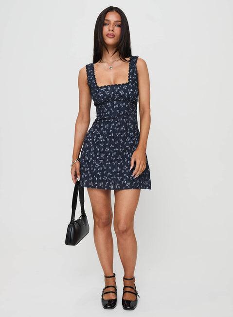 Dasha Mini Dress Navy Floral Product Image