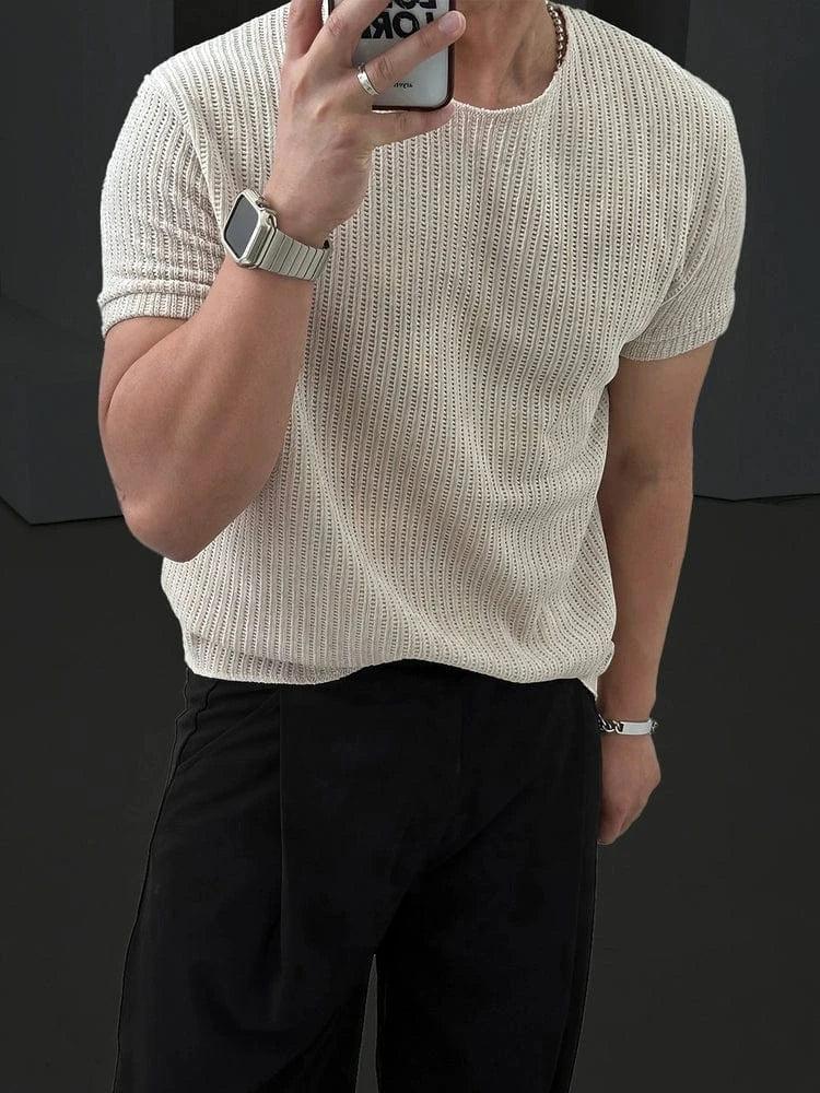 RT No. 11520 KNIT CREAM SHORT SLEEVE Product Image