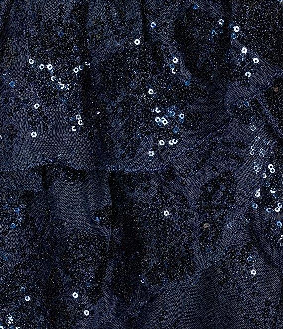 Blondie Nites Sequin Lace Sweetheart Neckline Ruffle Tiered Ball Gown Product Image