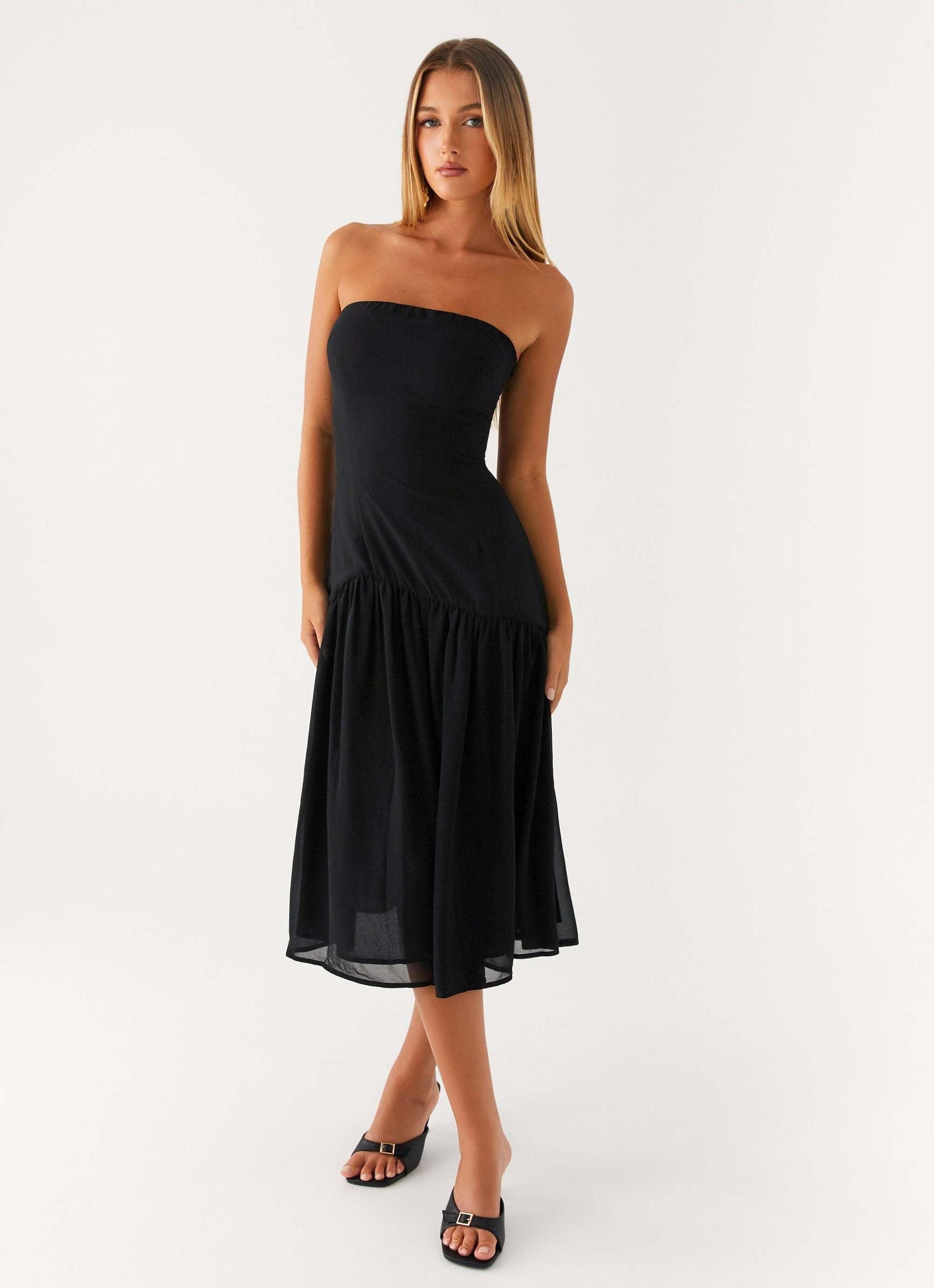 Imagination Strapless Midi Dress - Black Product Image