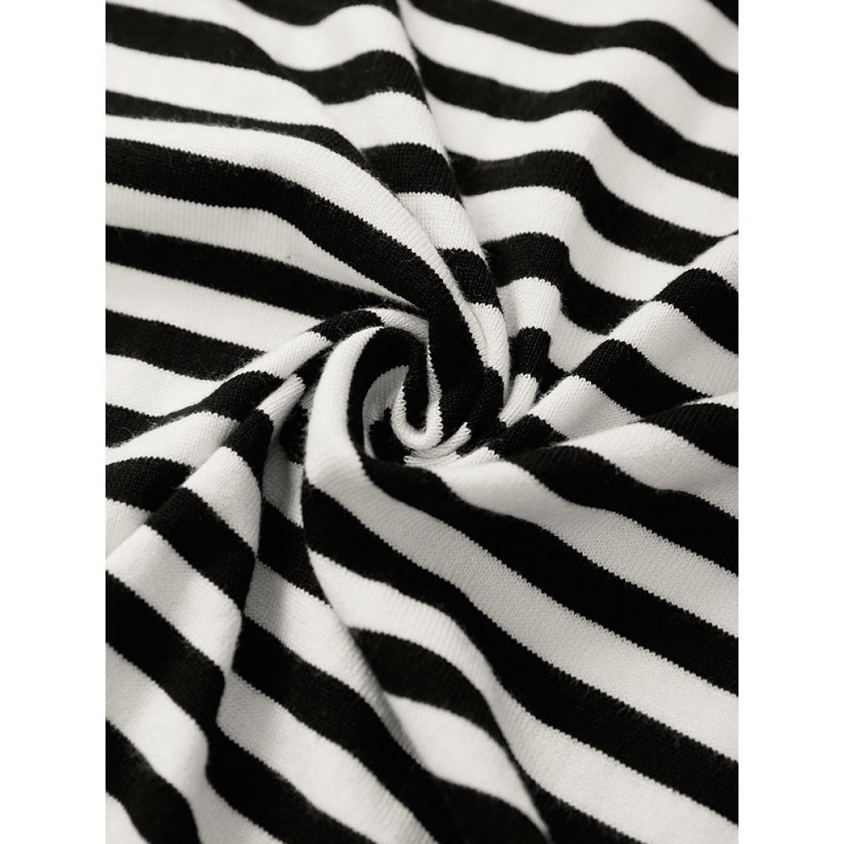 Plus Size Supersoft Essentials Striped Patchwork Elastic Cuffs Cardigan Black Women Casual Loose Long Sleeve Dailywear Cardigans BloomChic 18-20/2X Product Image