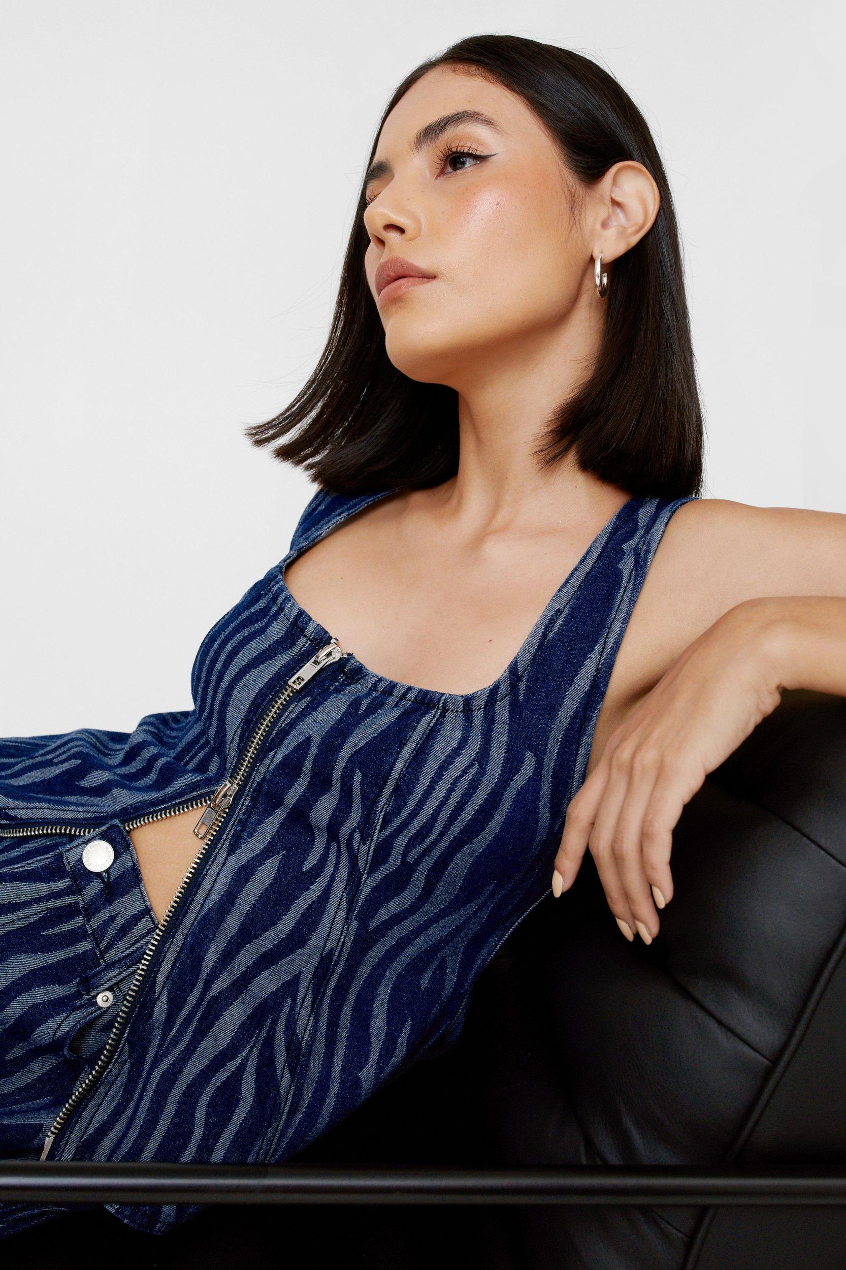 Zebra Denim Corset Top Product Image