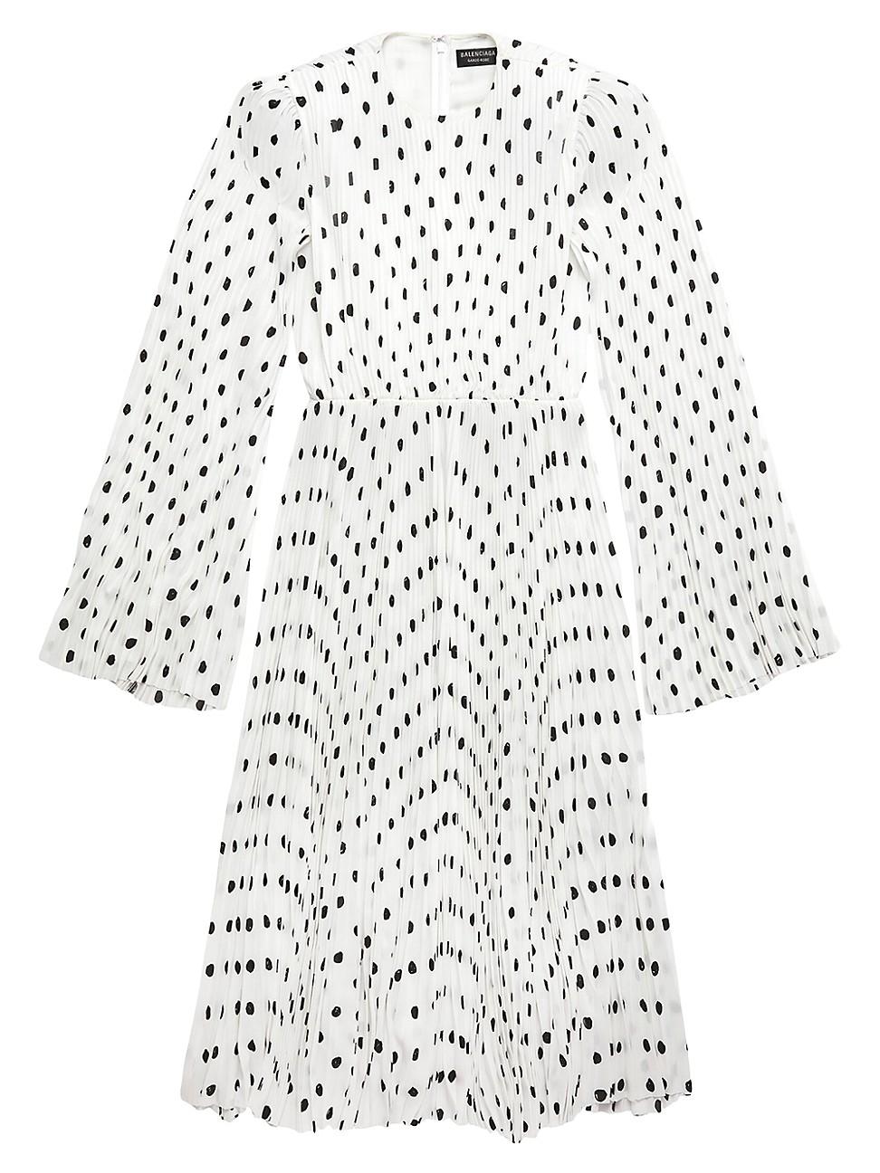 Womens Hand Drawn Polka Dot Pleated Dress Product Image