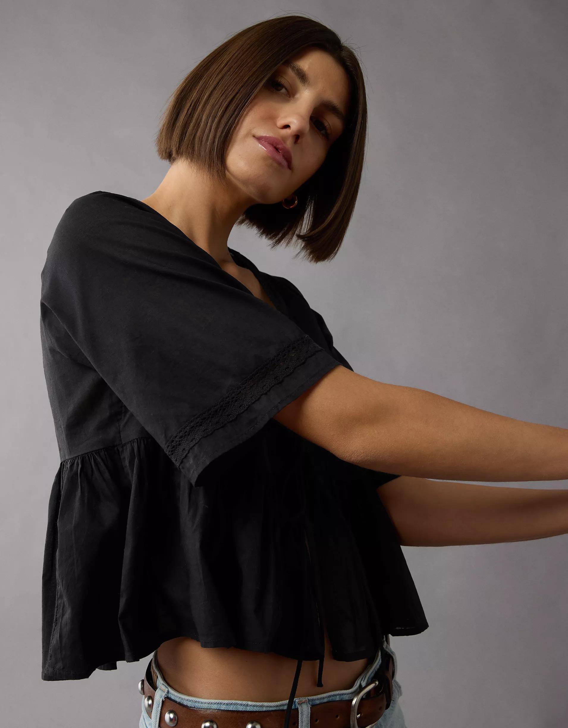 AE Tie Front Bell Flyaway Shirt Product Image