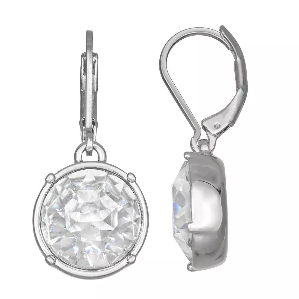 Simply Vera Vera Wang Leverback Round Stone Drop Earrings, Women's, Clear Product Image