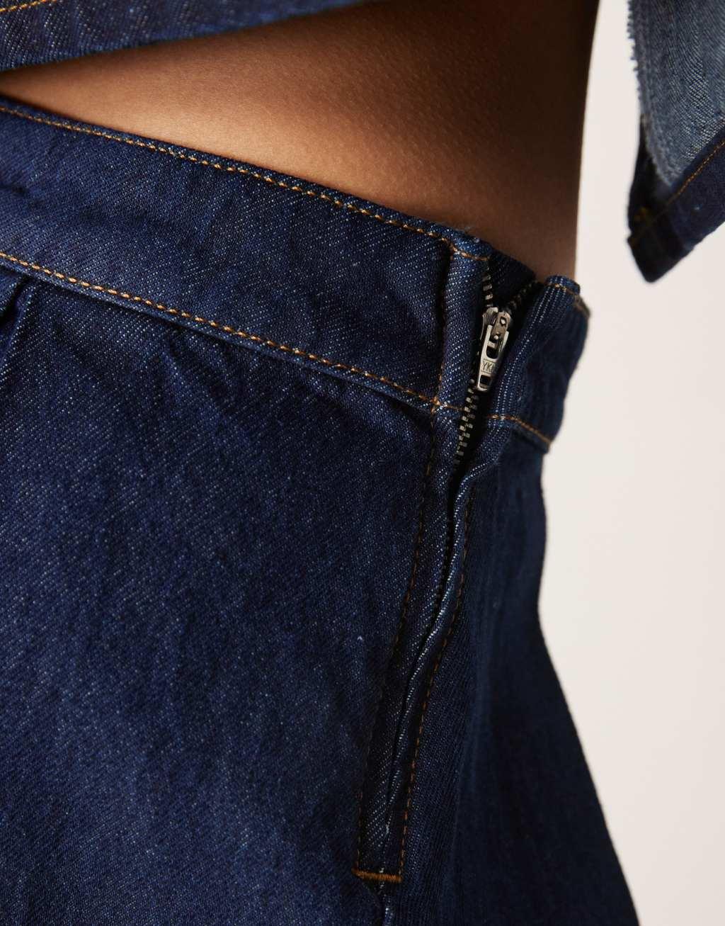 ASOS DESIGN denim pleated mini skirt in rinse wash Product Image