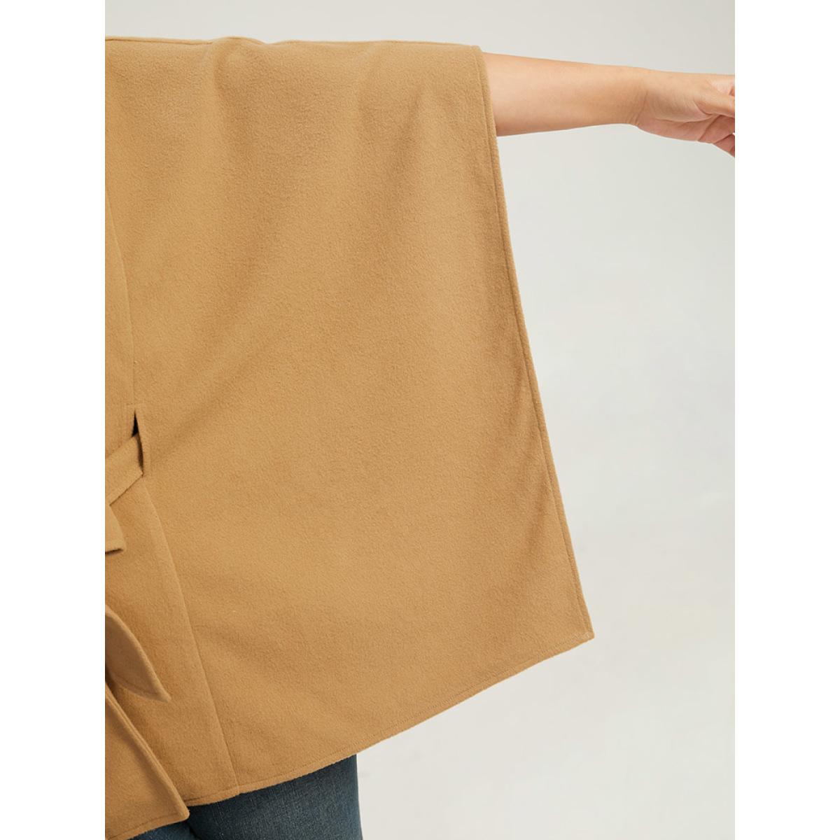 Plus Size Solid Hooded Belted Batwing Sleeve Jacket Women Chocolate Casual Plain Ladies Dailywear Winter Coats BloomChic 22-24/3X Product Image