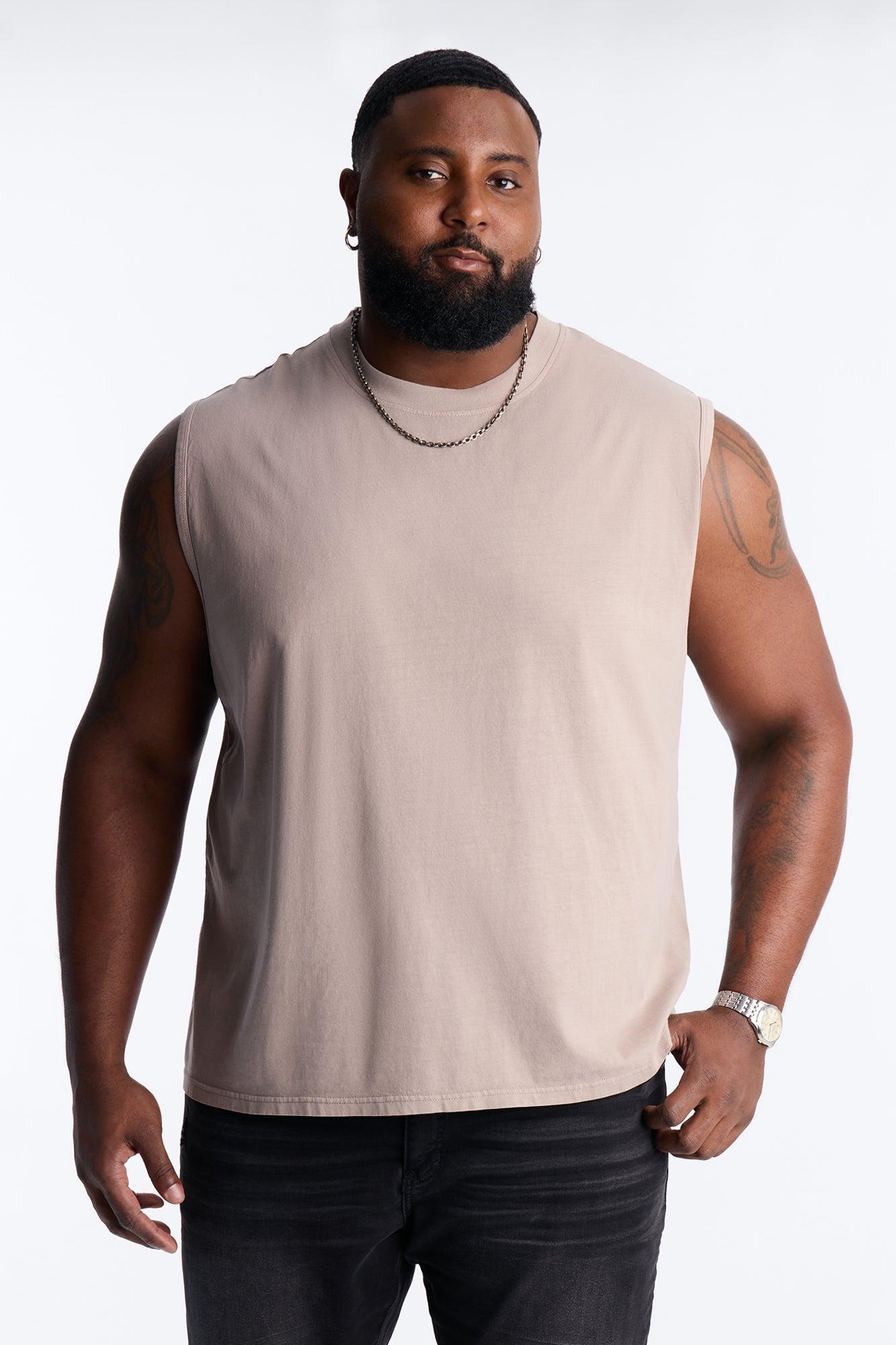 Cropped Muscle Tee - Taupe Product Image