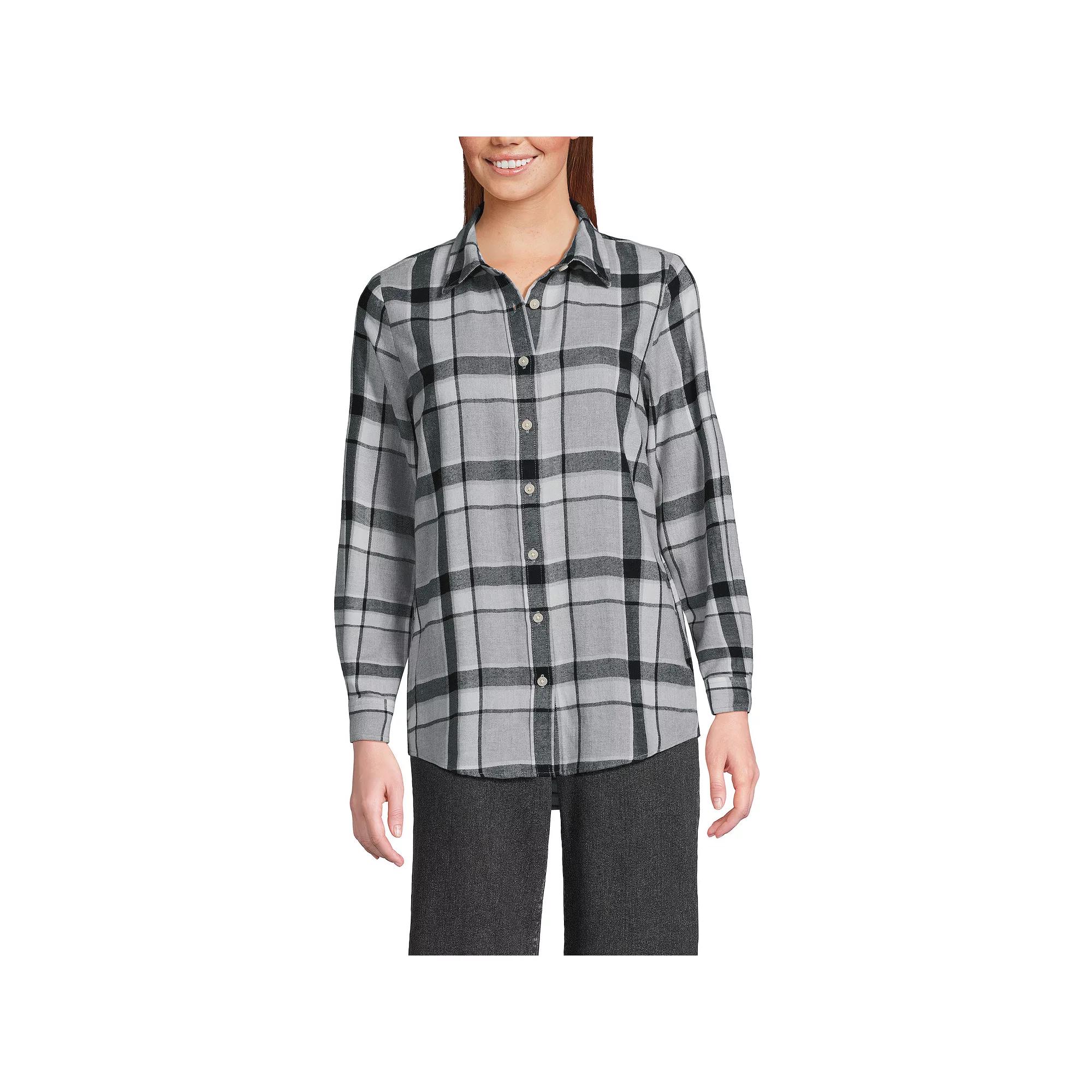 Women's Lands' End Flannel Boyfriend Shirt,  Product Image