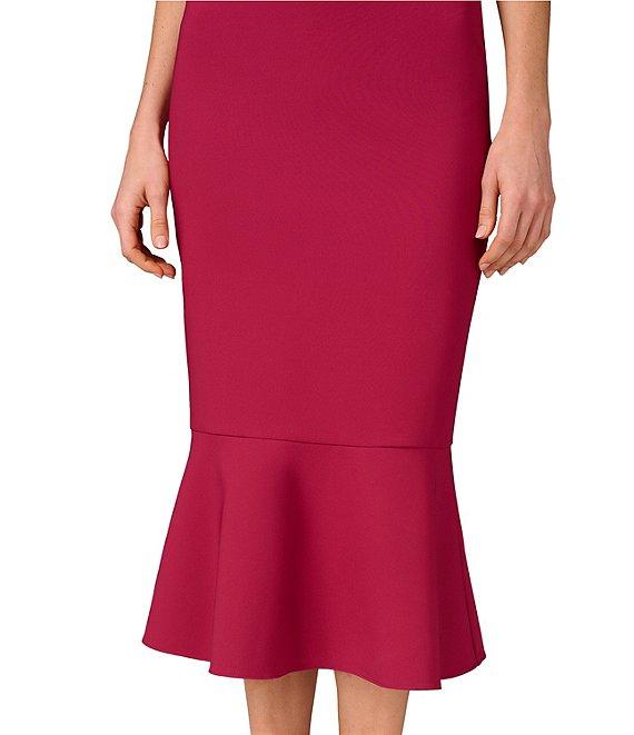 Aidan Mattox Stretch Crepe One-Shoulder Short Sleeve Flared Hem Dress Product Image