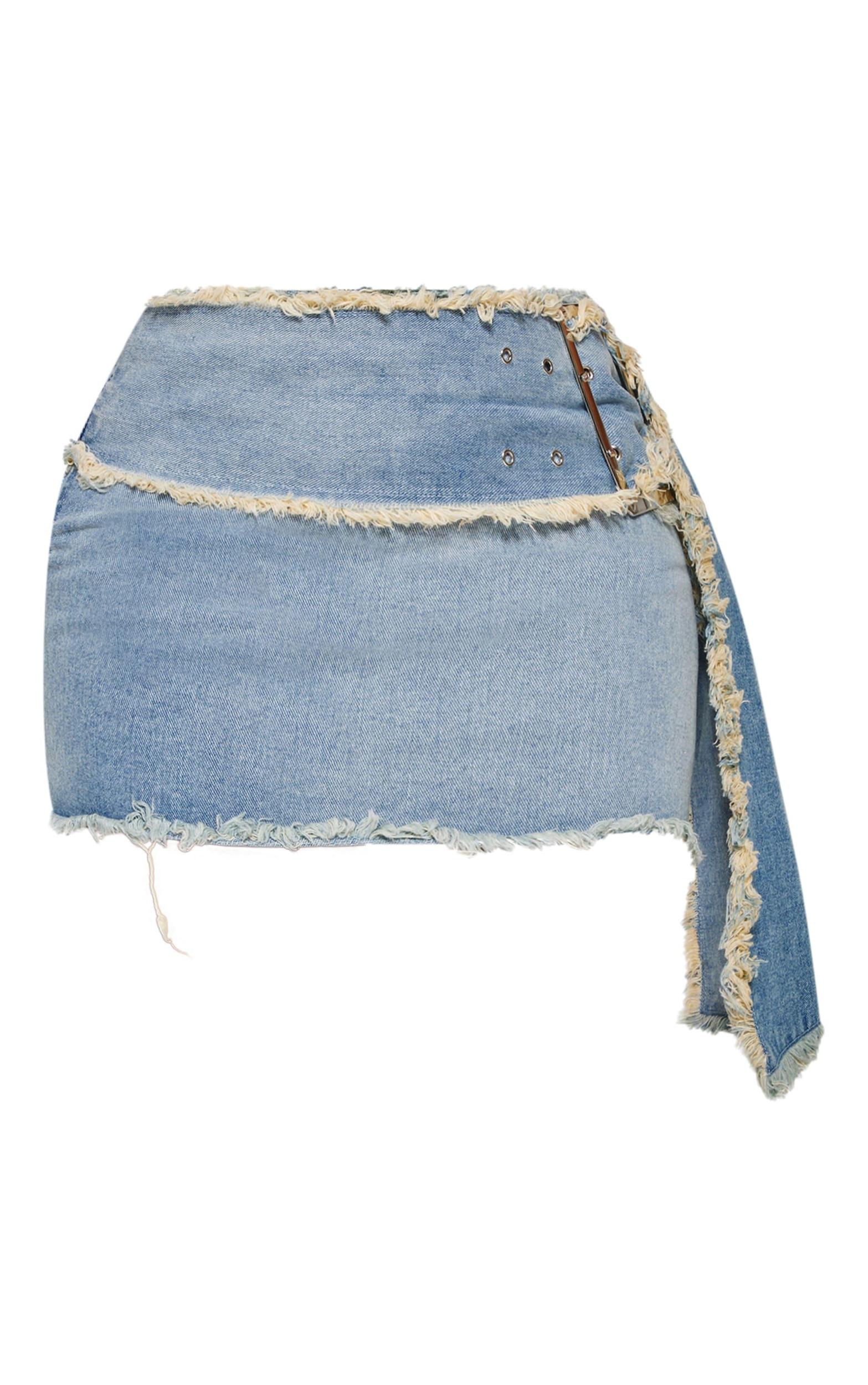 Shape Light Blue Oversized Belt Denim Skirt Product Image