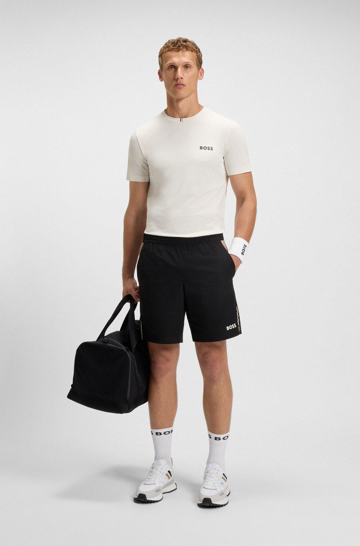 Slim-fit T-shirt in stretch piqué with odor control Product Image