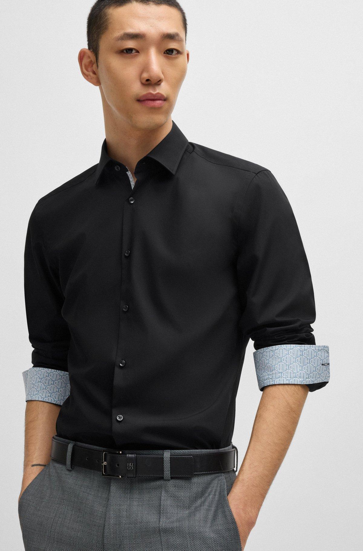 Slim-fit shirt in easy-iron cotton poplin Product Image