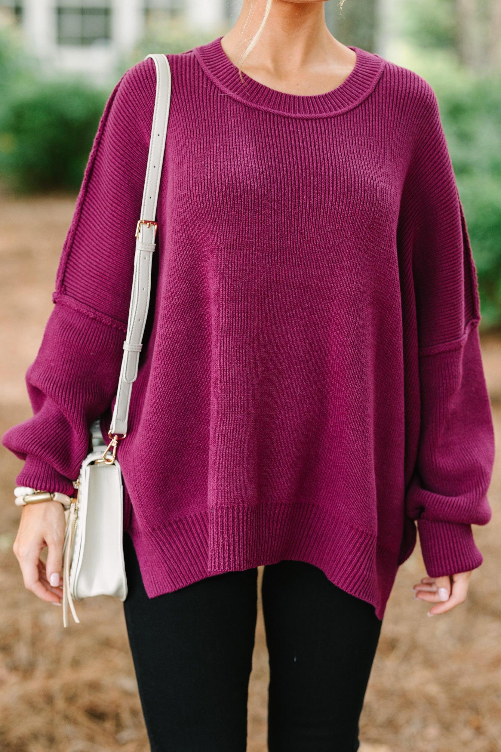 Give You Joy Burgundy Red Dolman Sweater Female Product Image