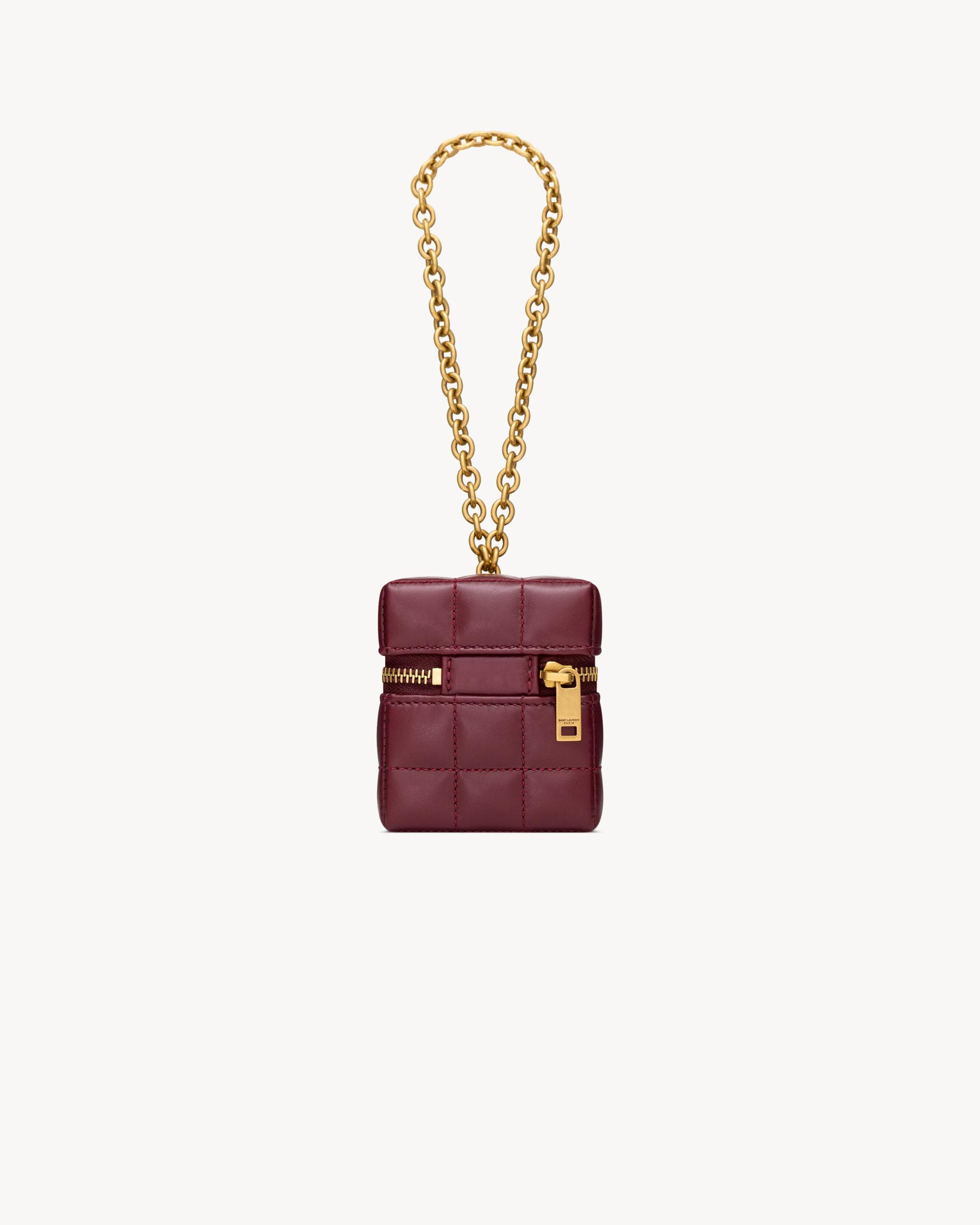 CASSANDRE MATELASSÉ CARRÉ mini cube on chain in shiny leather Product Image
