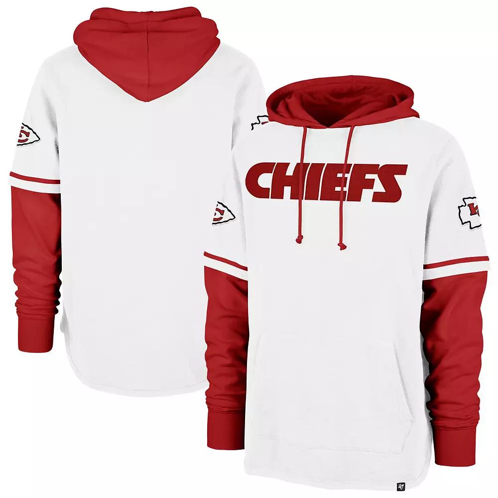 Men's '47 White Kansas City Chiefs Trifecta Shortstop Pullover Hoodie, Size: 3XL Product Image