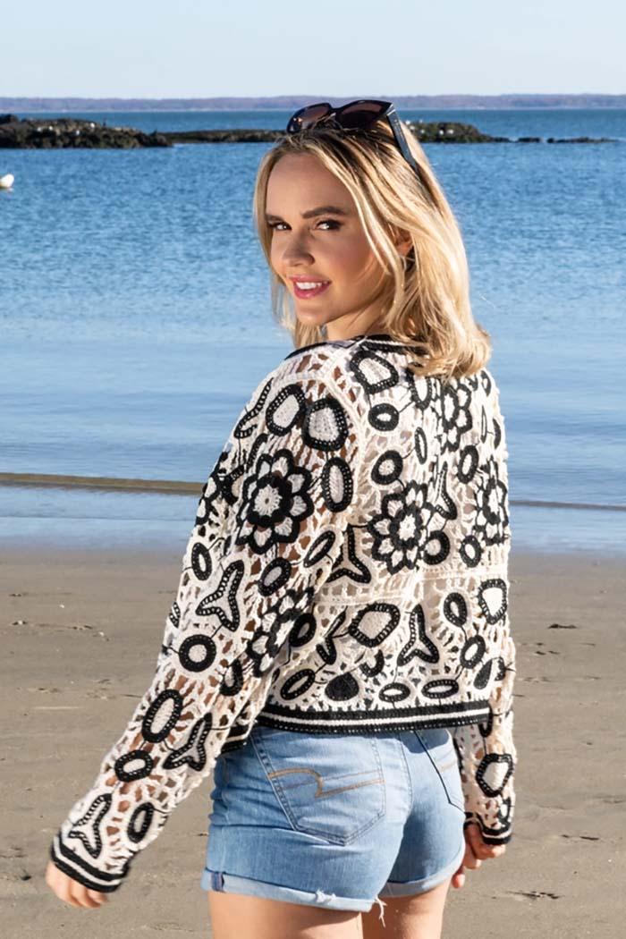 Floral Lace Crochet Short Jacket Product Image