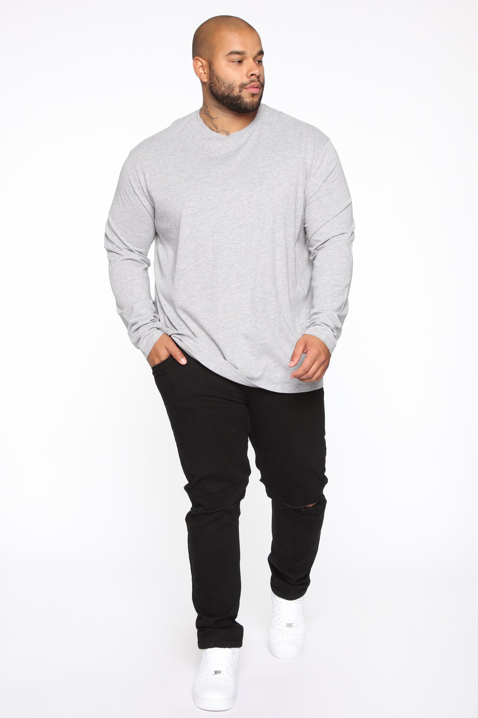 Essential Long Sleeve Crew Tee - Grey Product Image