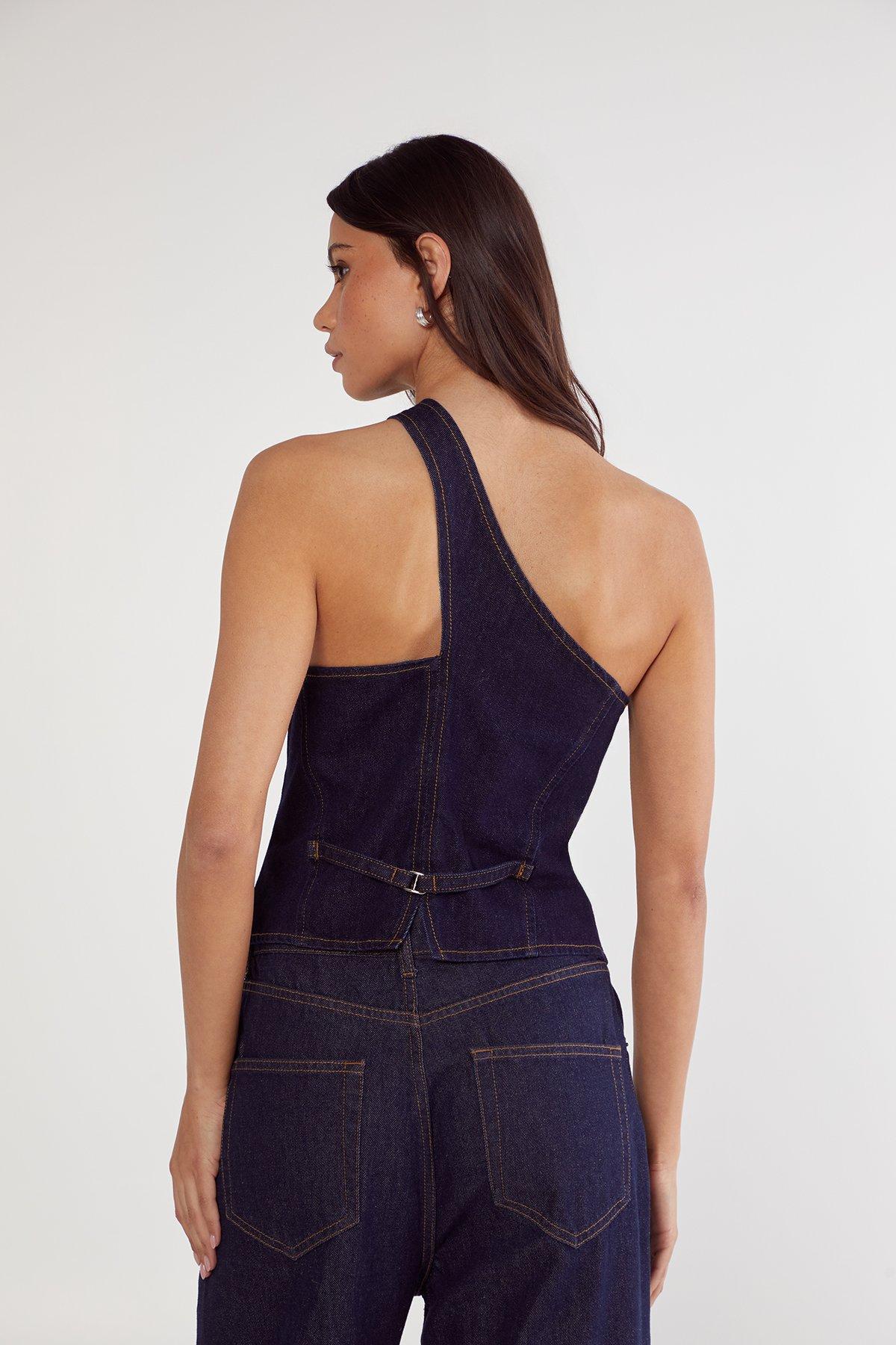 Denim Asymmetric Top Product Image
