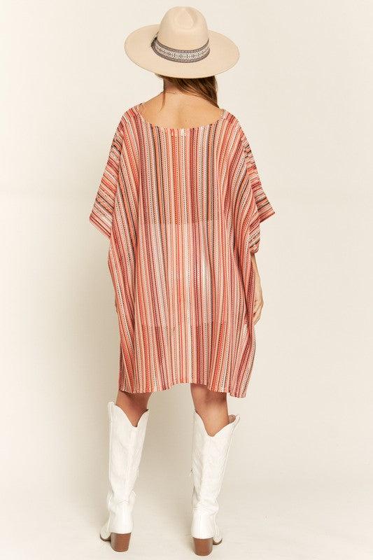 COLORFUL VERTICAL STRIPE PONCHO Product Image