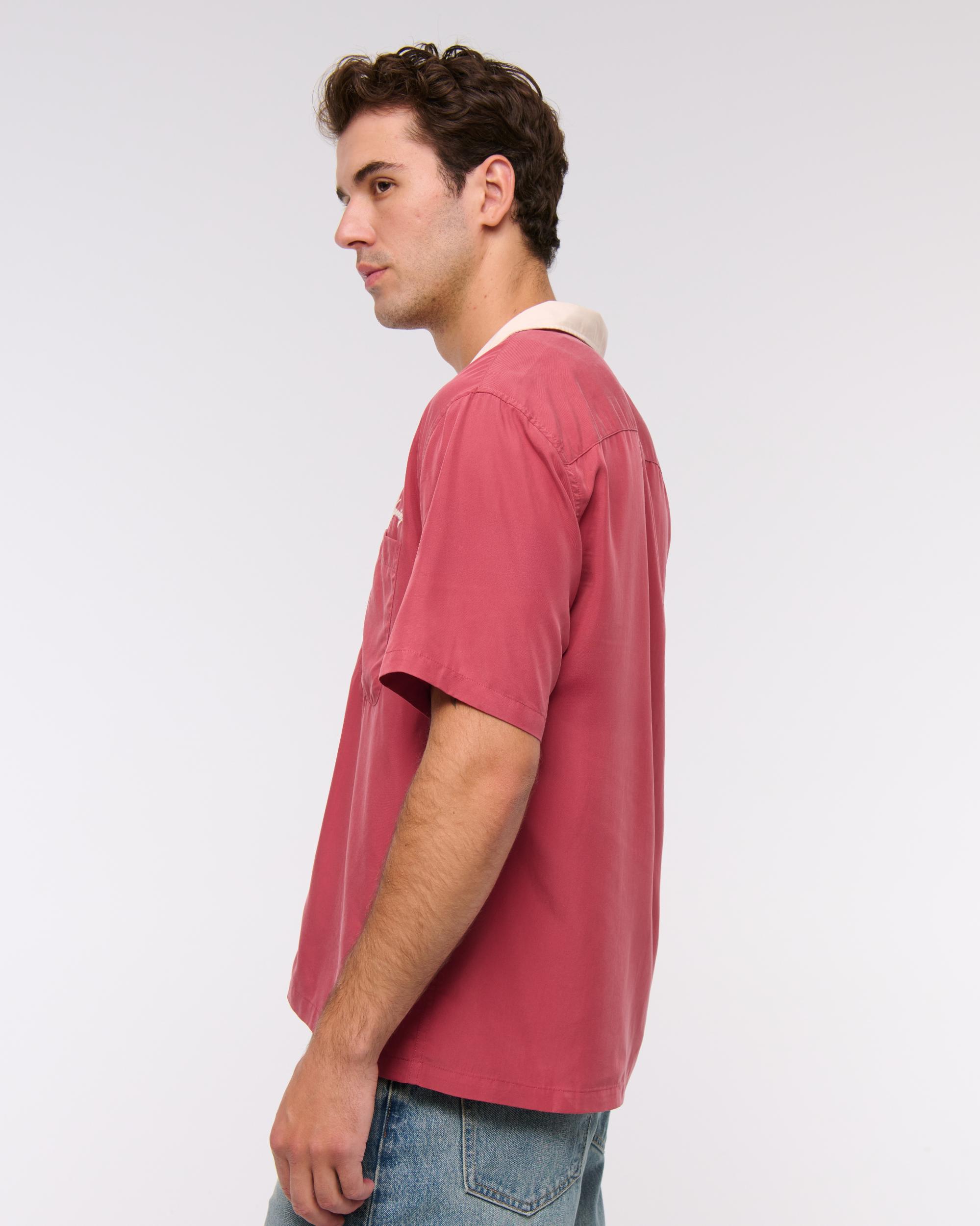 Short-Sleeve Cupro Button-Up Shirt Product Image