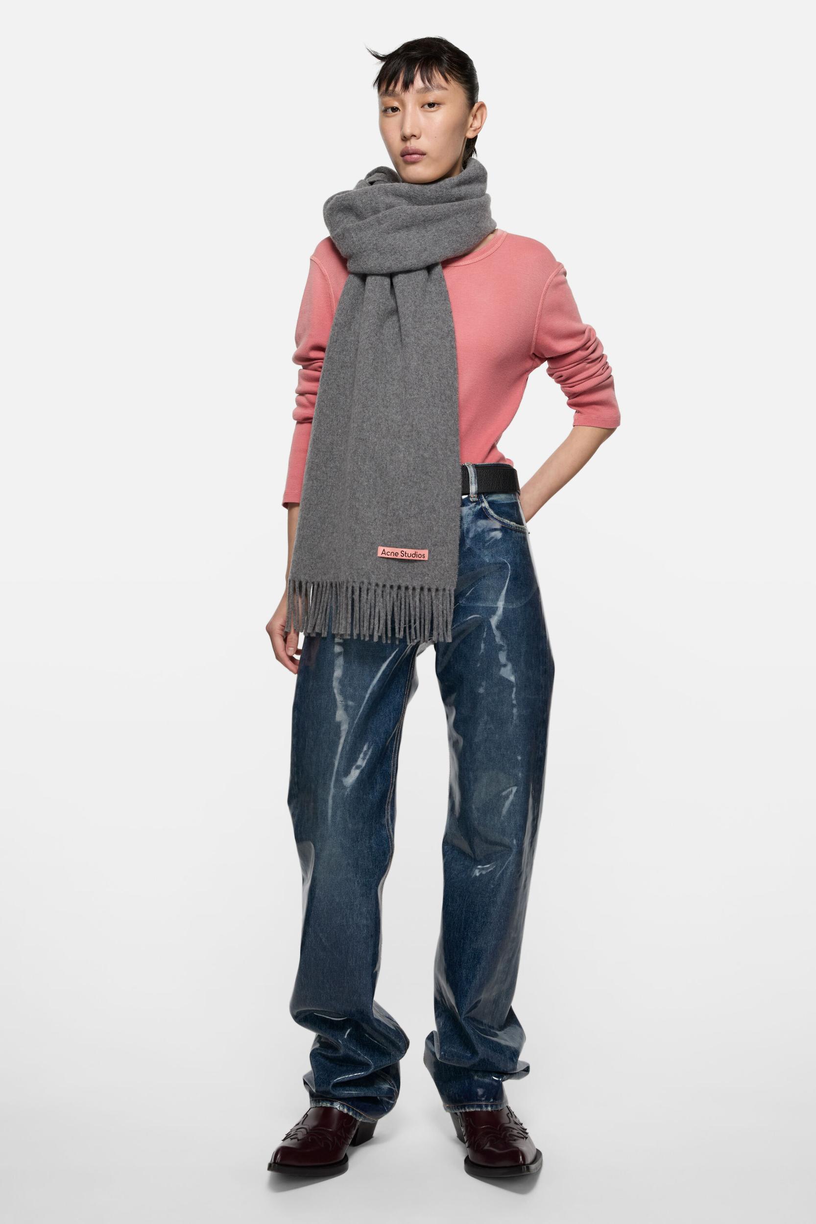 Fringe wool scarf - oversized Product Image