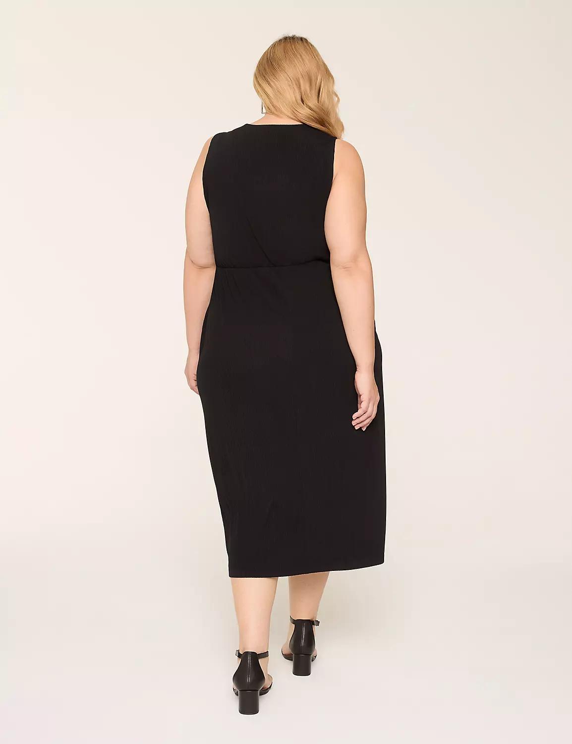 Sleeveless V-Neck Twist-Front Midi Dress Product Image