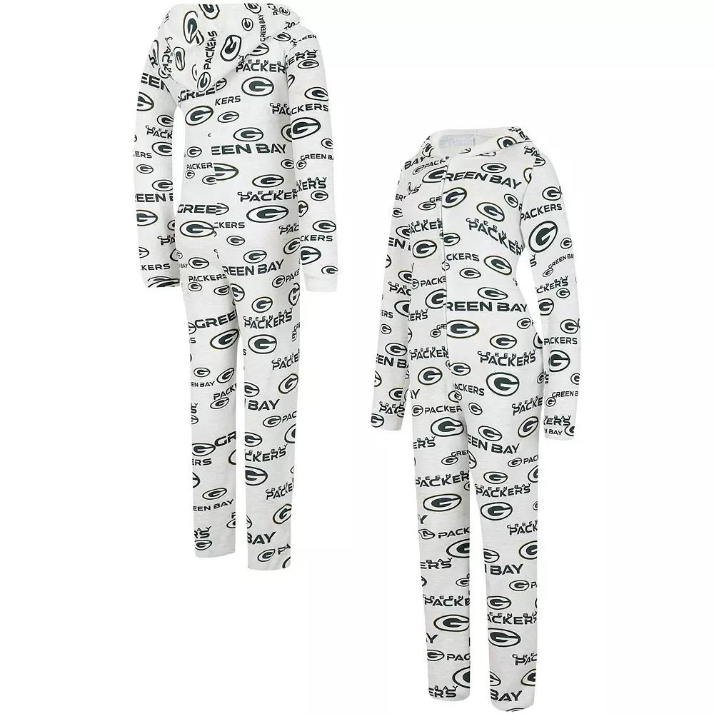 Women's Concepts Sport Cream Green Bay Packers Docket Hoodie Full-Zip Union Suit,  Product Image
