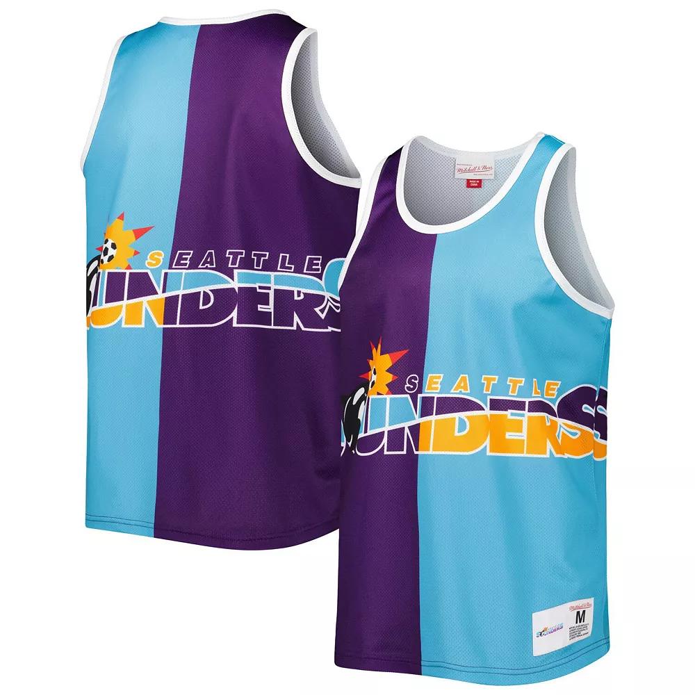 Men's Mitchell & Ness Purple/Blue Seattle Sounders FC Sublimated Split Logo Tank Top, Size: 2XL Product Image