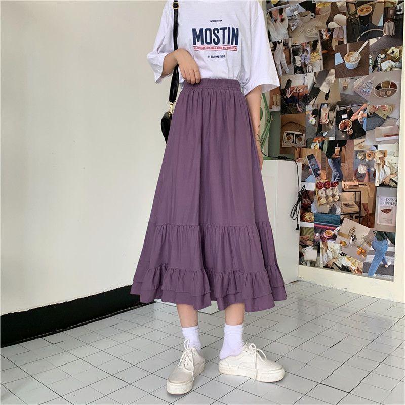Tiered Midi A-Line Skirt Product Image
