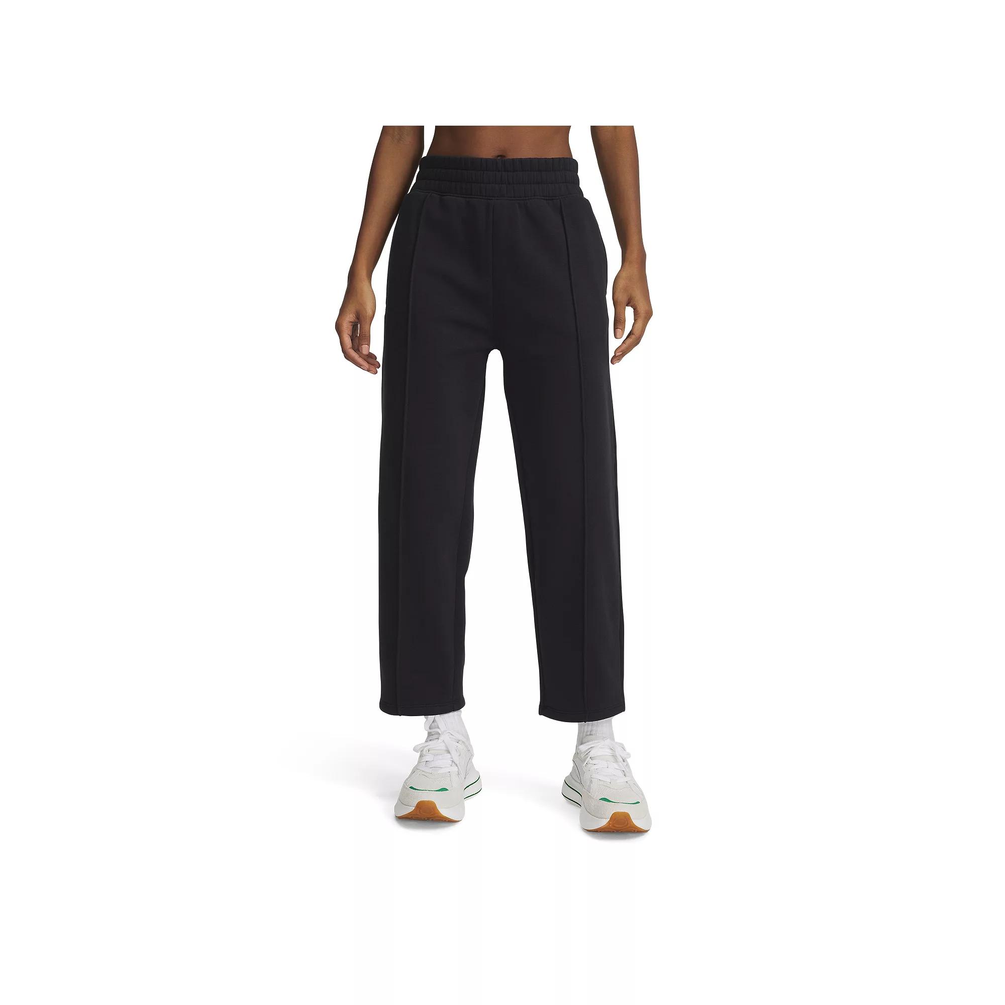 Women's Under Armour Rival Fleece Pintuck Ankle Pants, Size: XL, Black Product Image