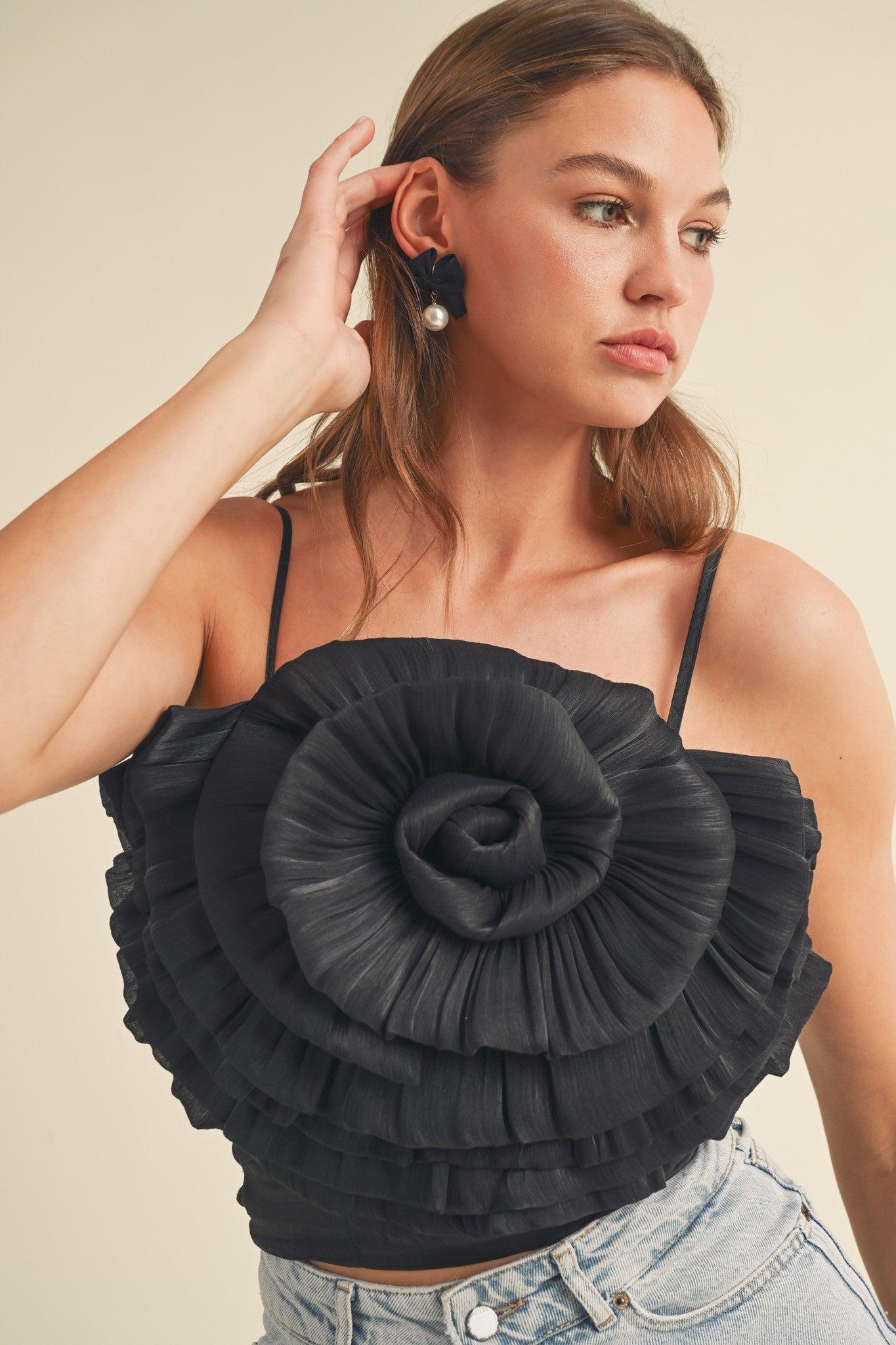 Rosette Satin Crop Top Product Image