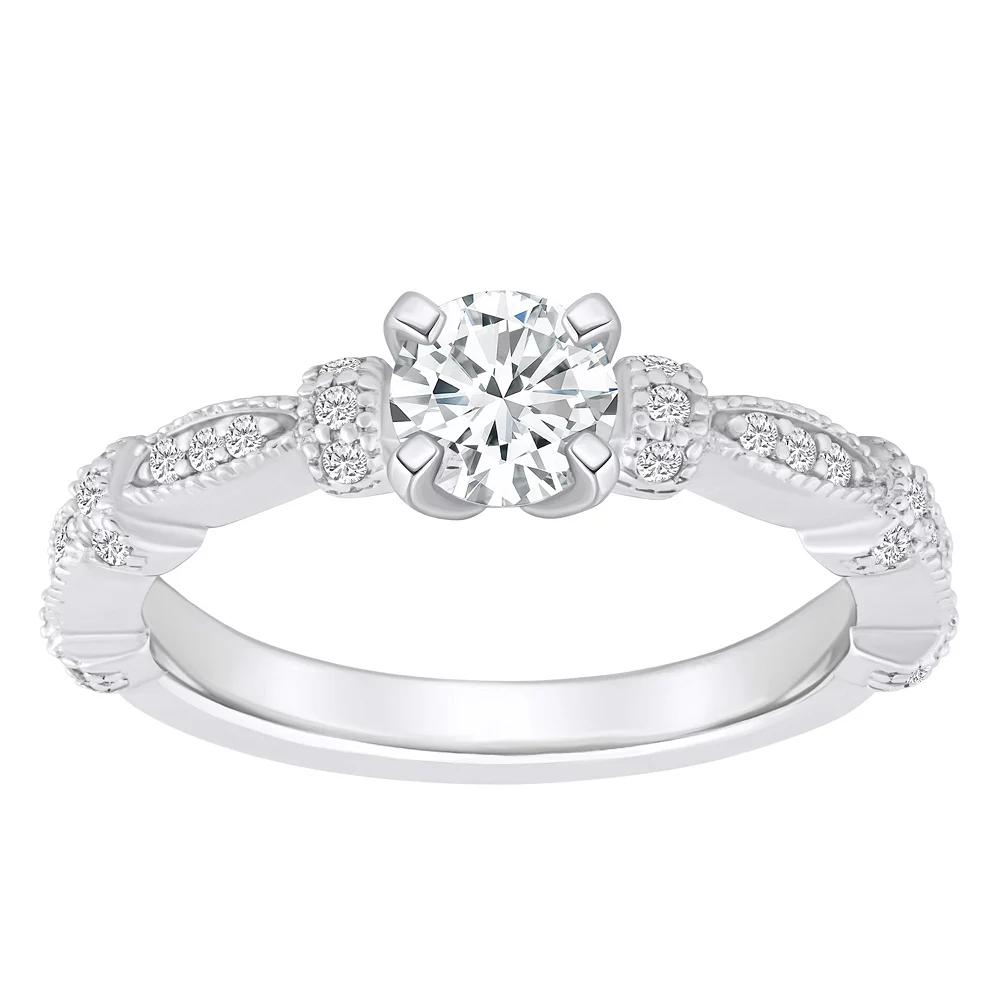 Alyson Layne 14k Gold 1/2 Carat T.W. Diamond Embellished Band Engagement Ring, Womens White Gold Product Image