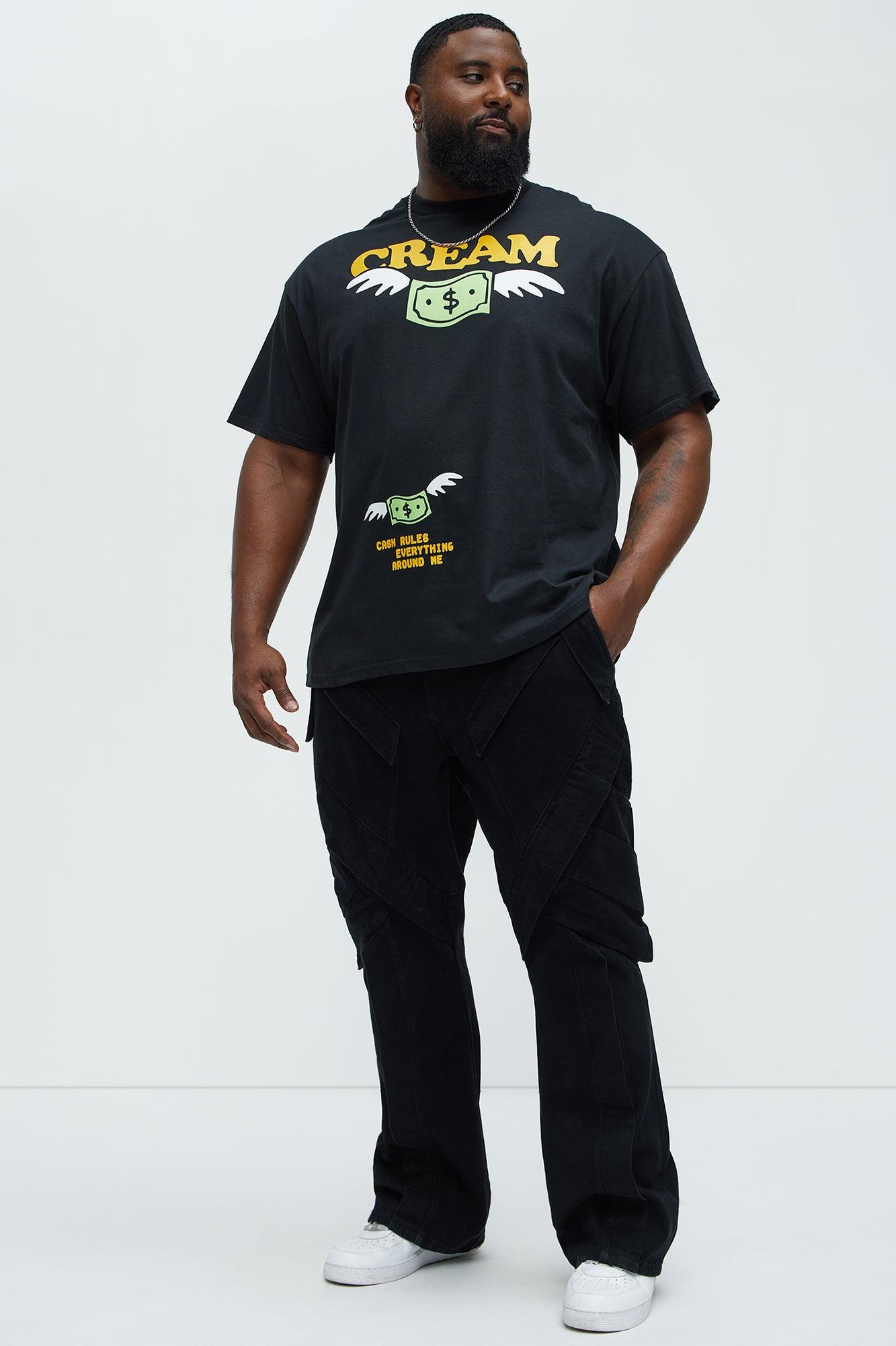 Flying Money Short Sleeve Crew Neck T shirt - Black Product Image