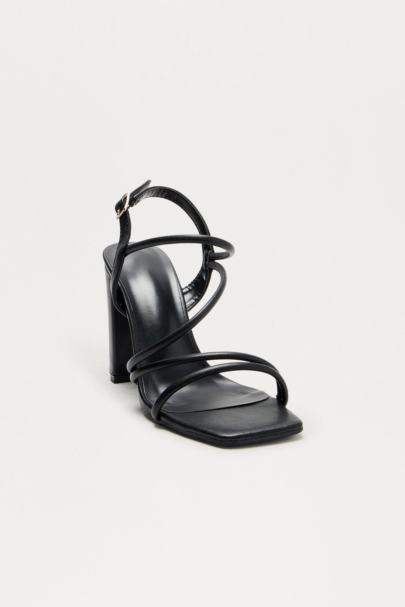Cassian Ankle Strap Heels - Black Product Image