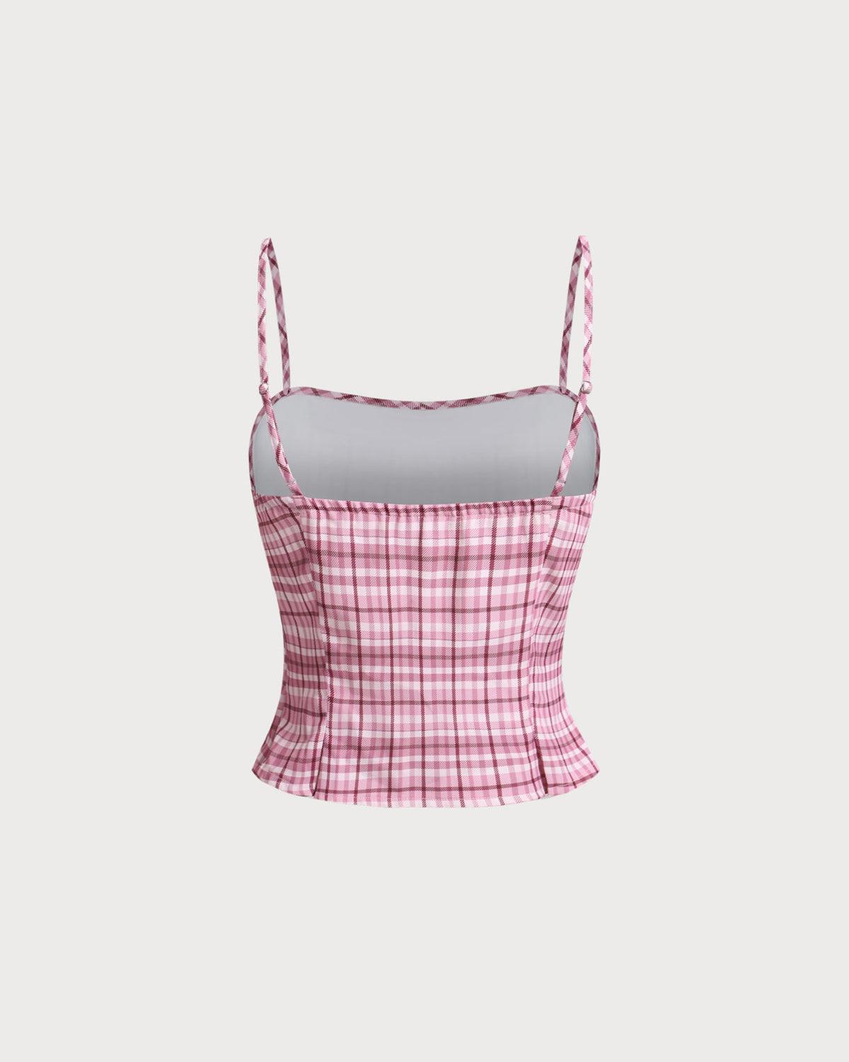 Pink Plaid Cami Top Product Image