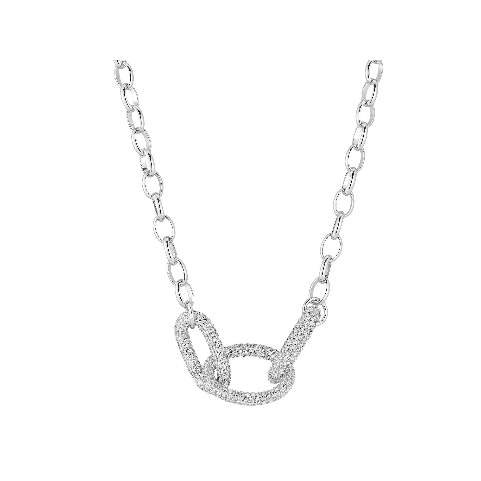 Cubic Zirconia Bold Link Chain Necklace, Women's, Size: 20", Silver Tone Product Image