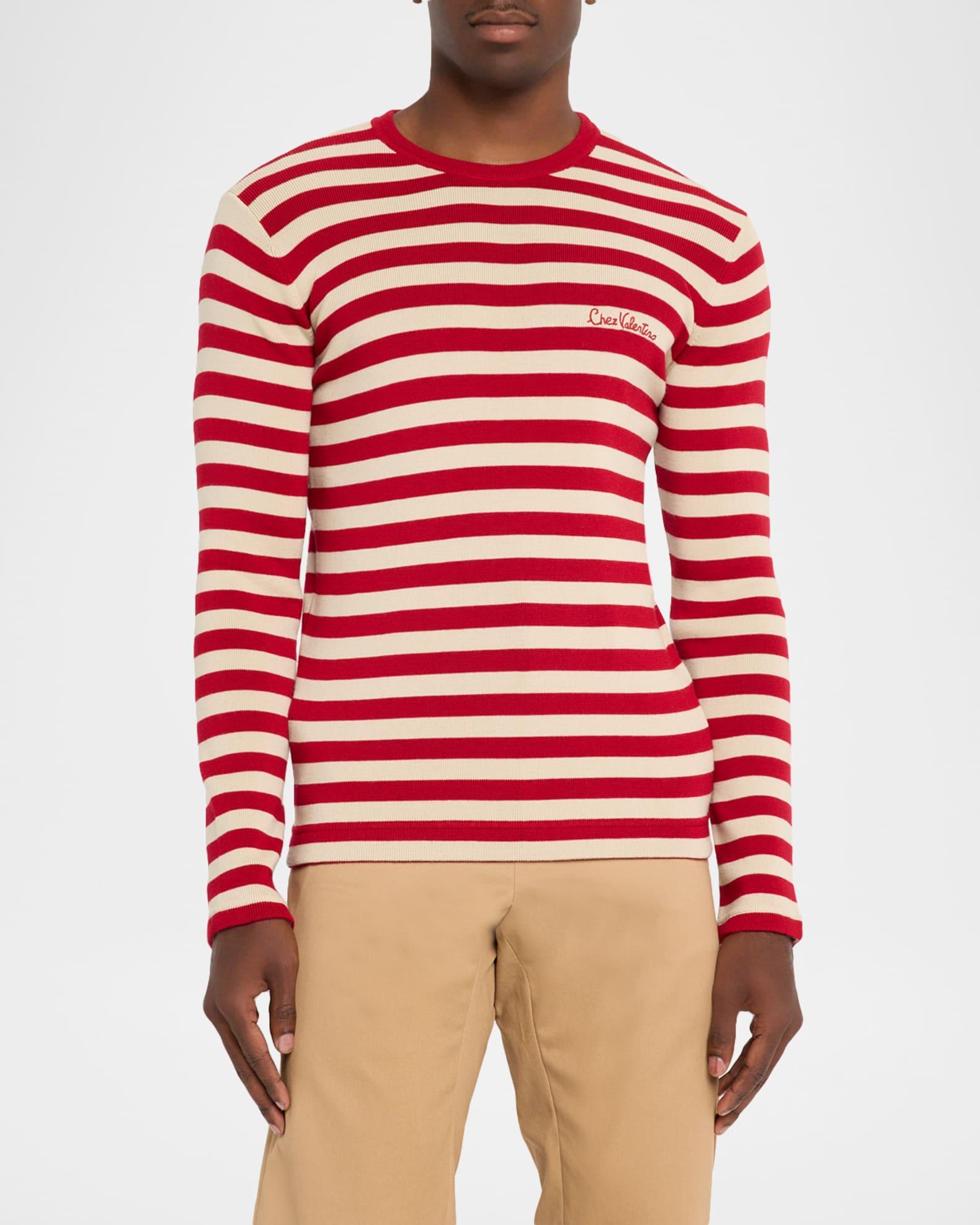 Men's Stripe Chest-Logo Crewneck Sweater Product Image